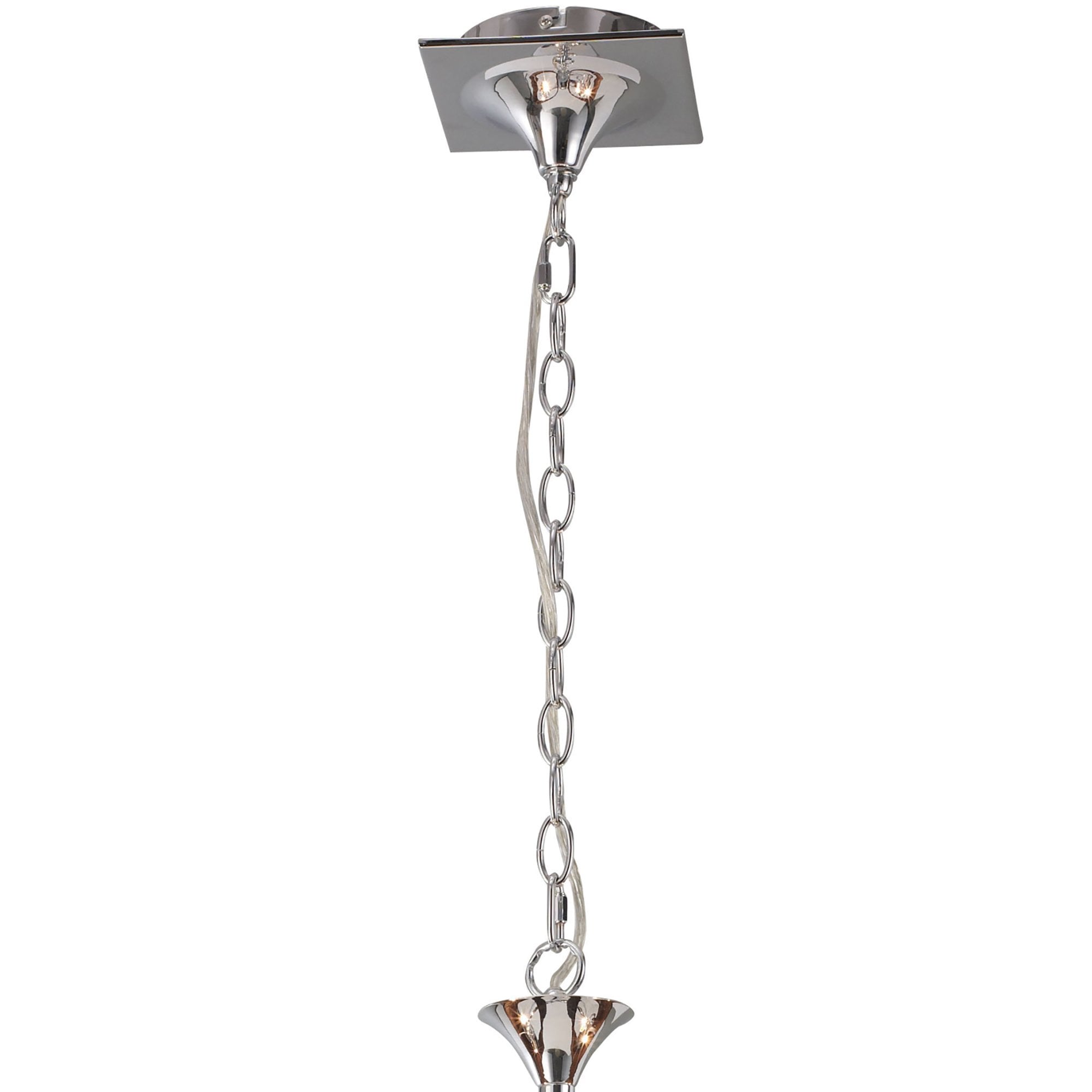 Mantra Eve 2 Arm 4 Light Pendant in Polished Chrome with Black Oval Shades