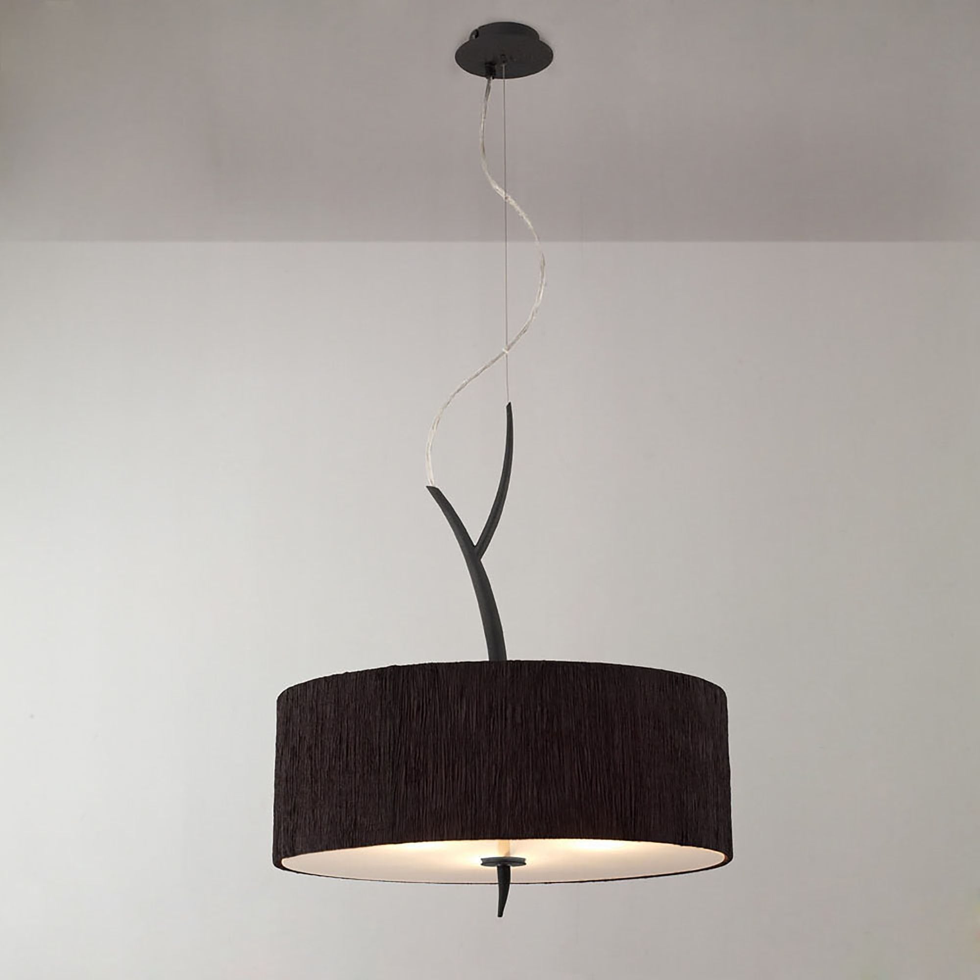 Mantra Eve 3 Light Pendant in Anthracite with Black Round Shade
