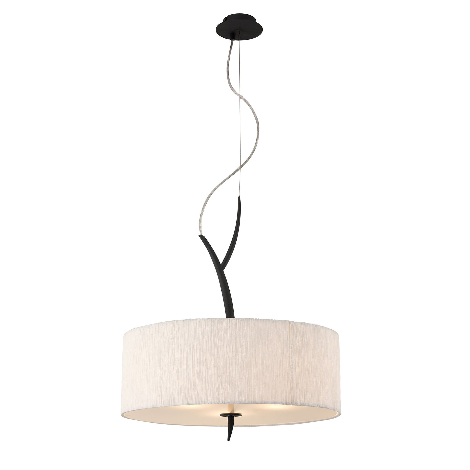 Mantra Eve 3 Light Pendant in Anthracite with White Round Shade