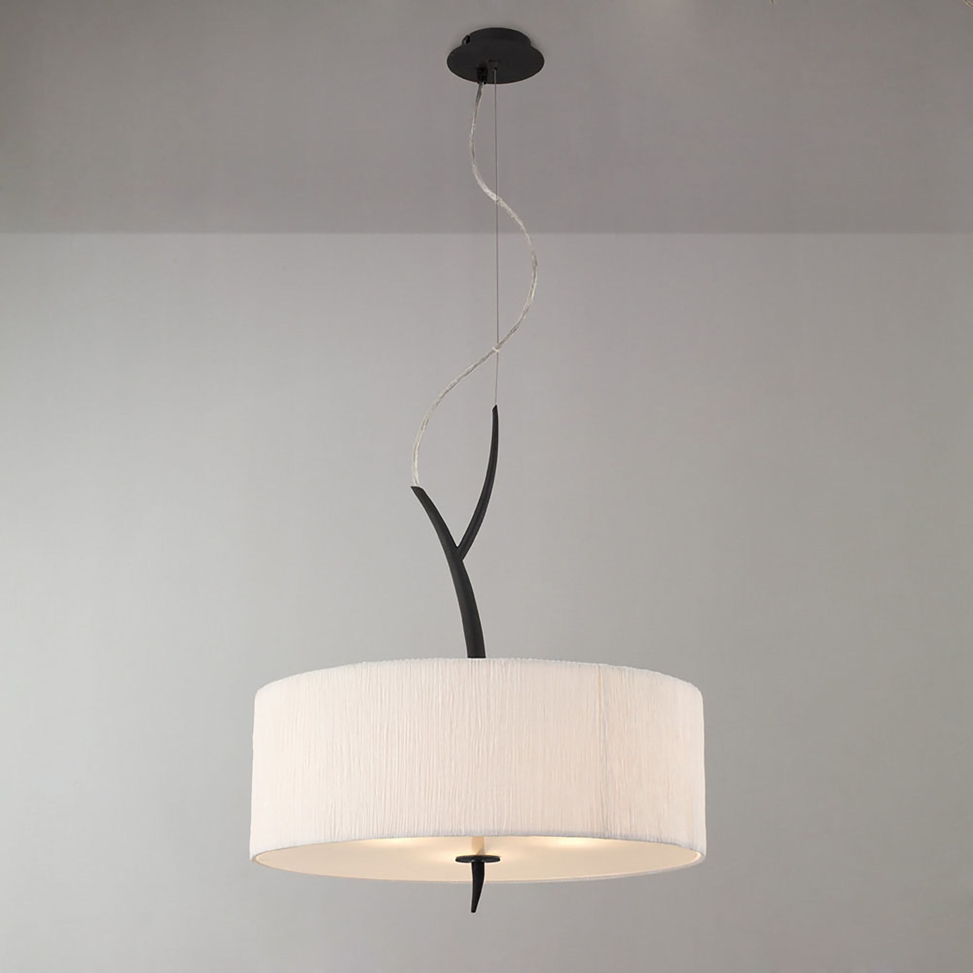 Mantra Eve 3 Light Pendant in Anthracite with White Round Shade