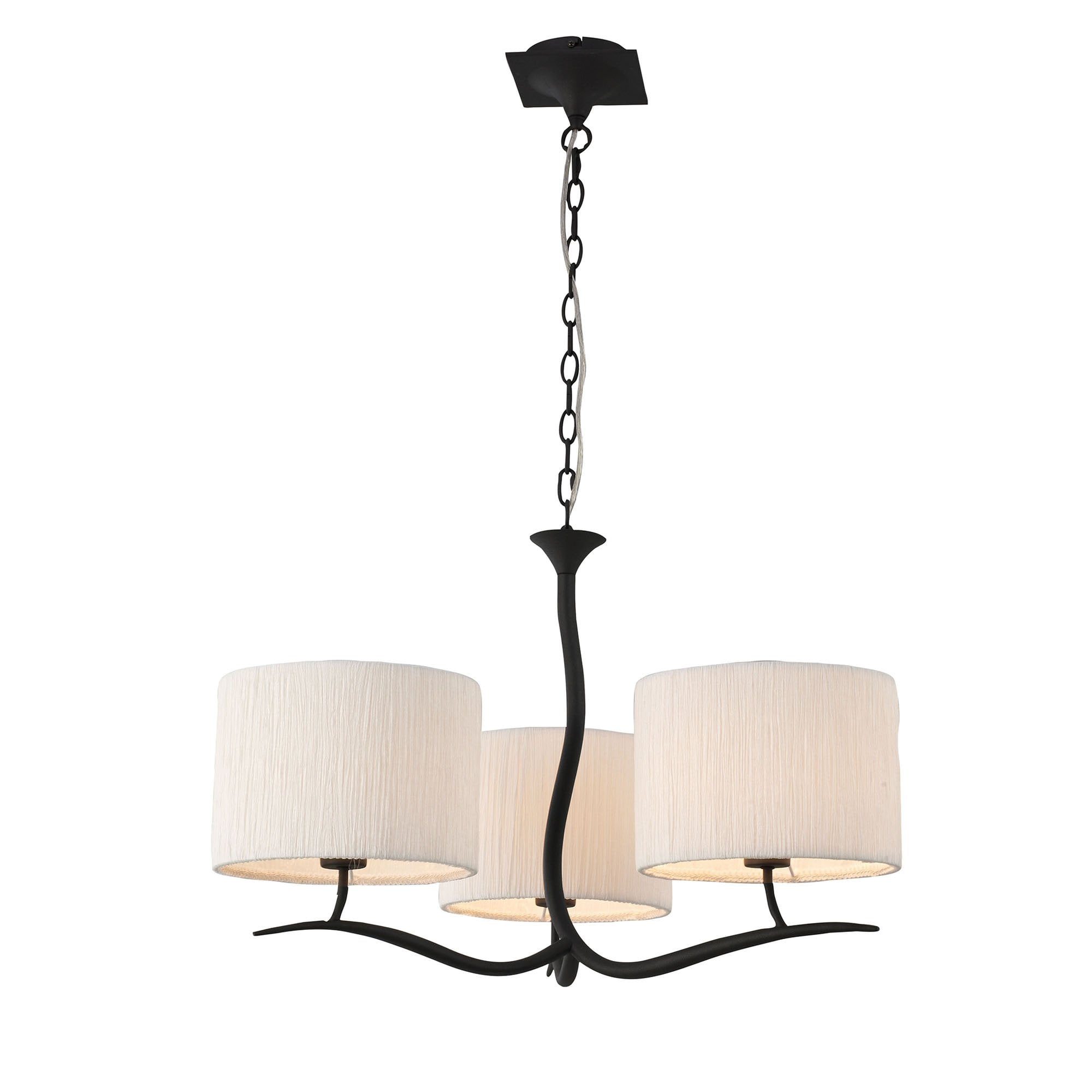 Mantra Eve 3 Arm 3 Light Pendant in Anthracite with White Round Shades