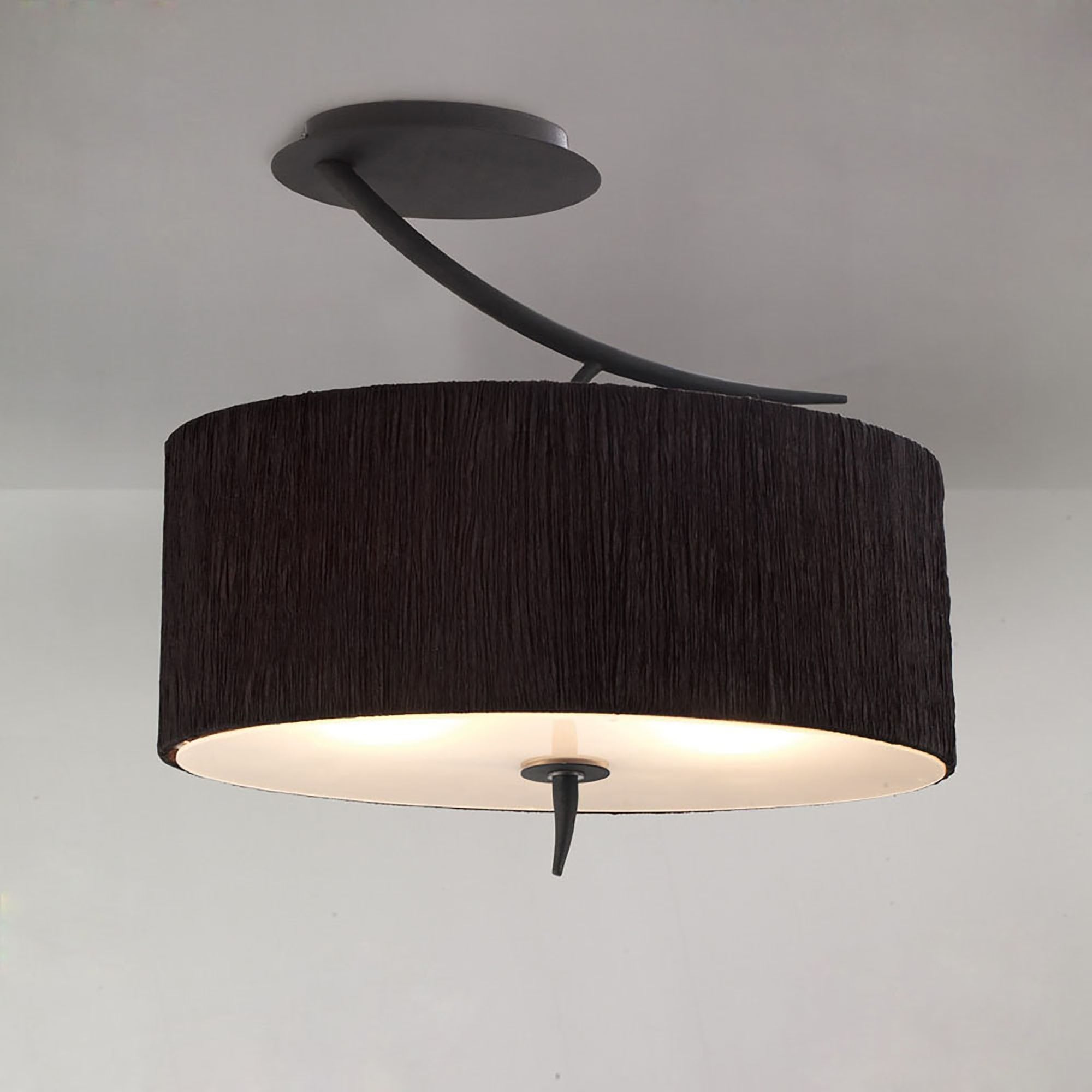 Mantra Eve 2 Light Semi Flush Ceiling fitting in Anthracite with Black Oval Shade