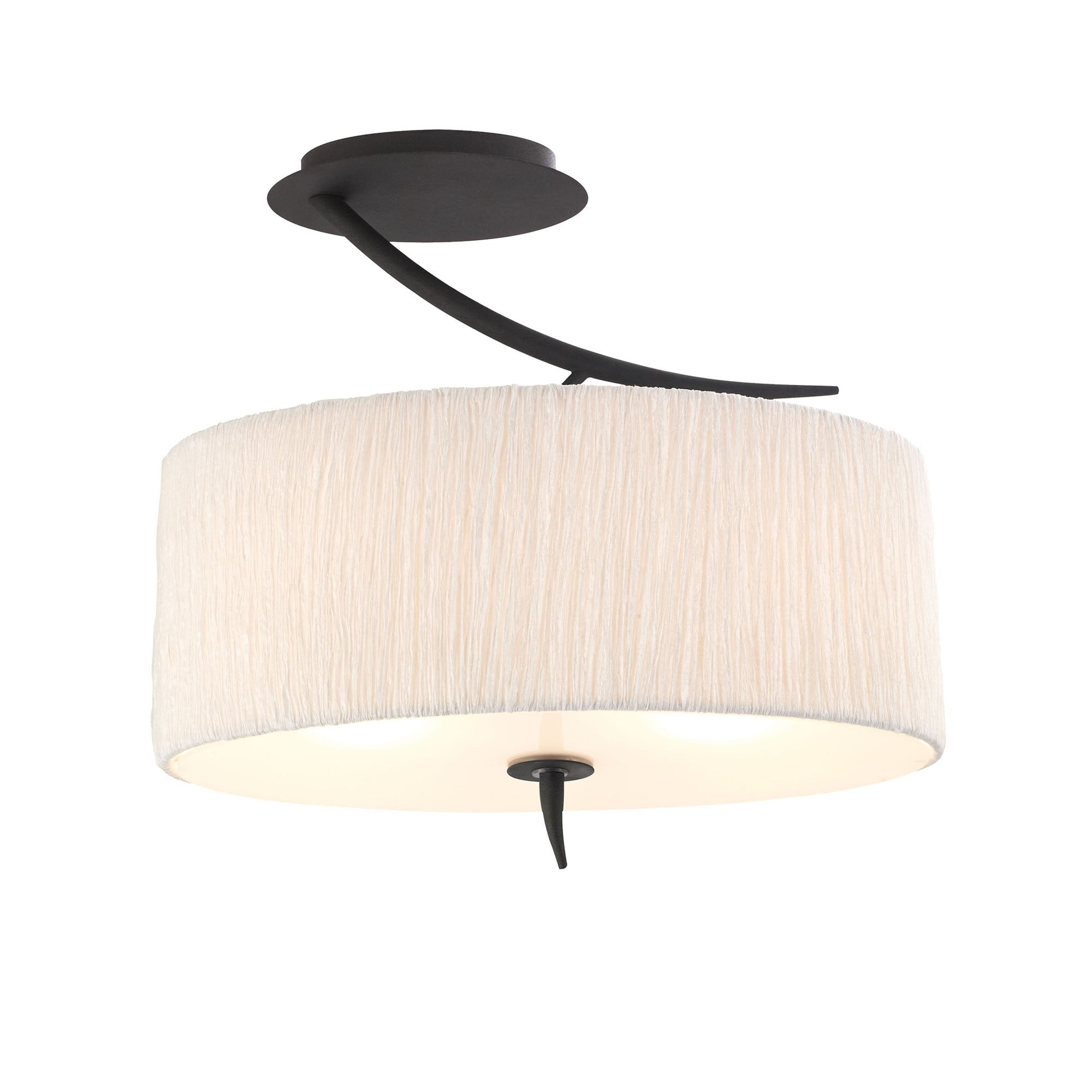 Mantra Eve 2 Light Semi Flush Ceiling Fitting in Anthracite with White Oval Shade