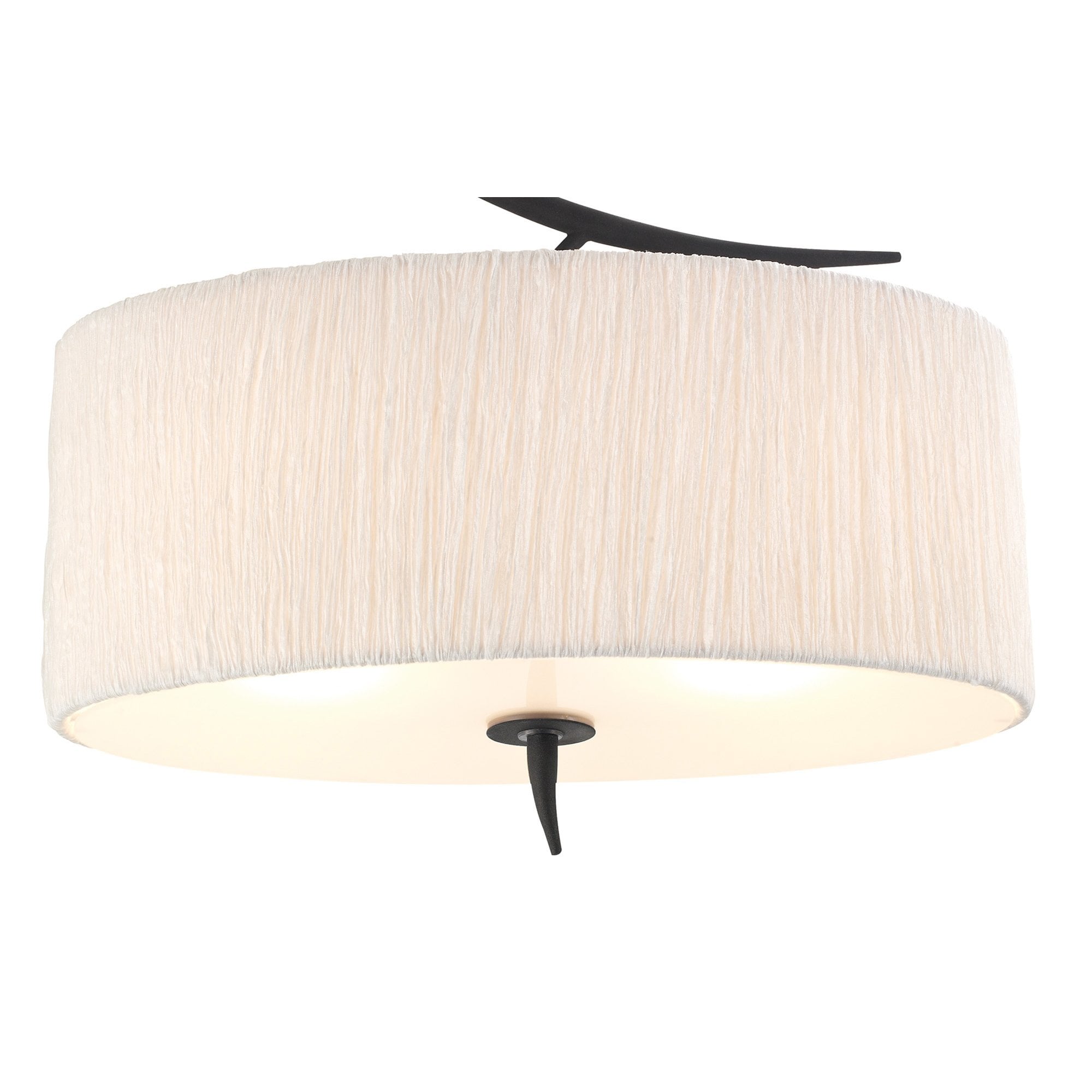 Mantra Eve 2 Light Semi Flush Ceiling Fitting in Anthracite with White Oval Shade