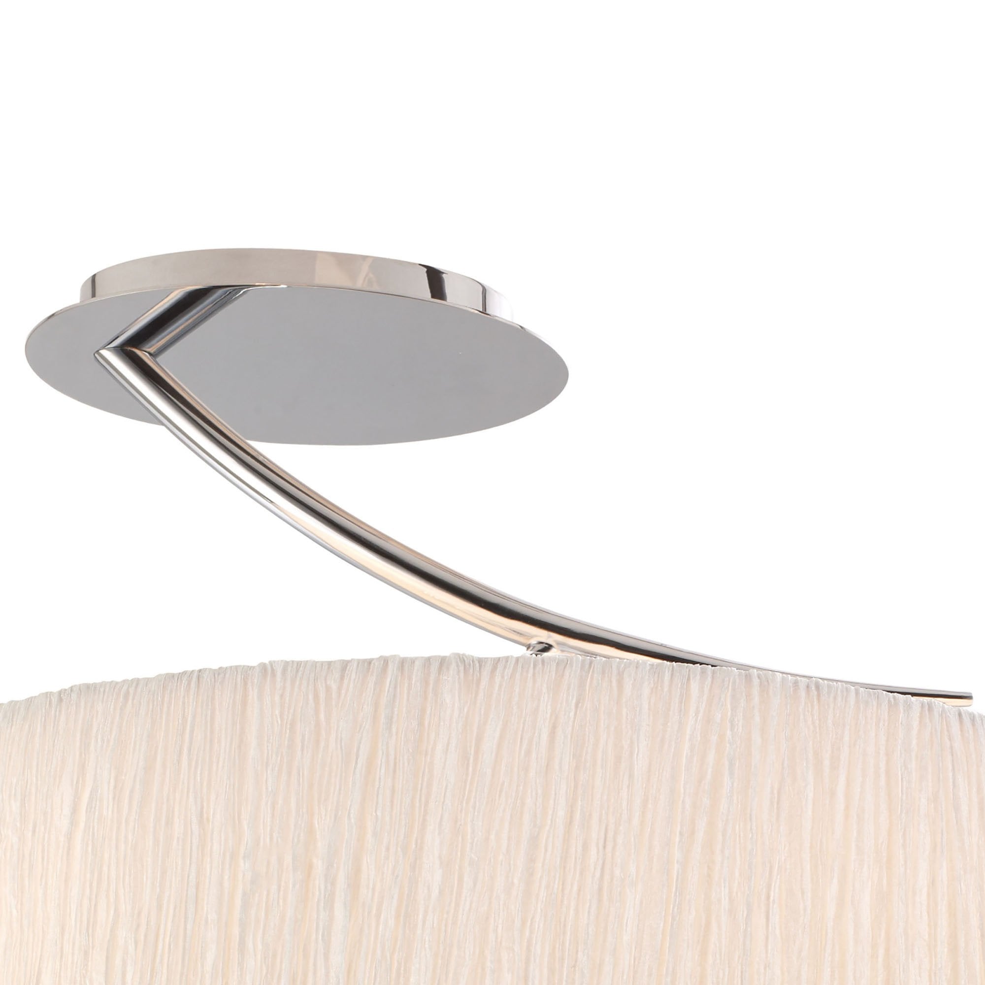 Mantra Eve 2 Light Semi Flush Ceiling Fitting in Polished Chrome with White Oval Shade