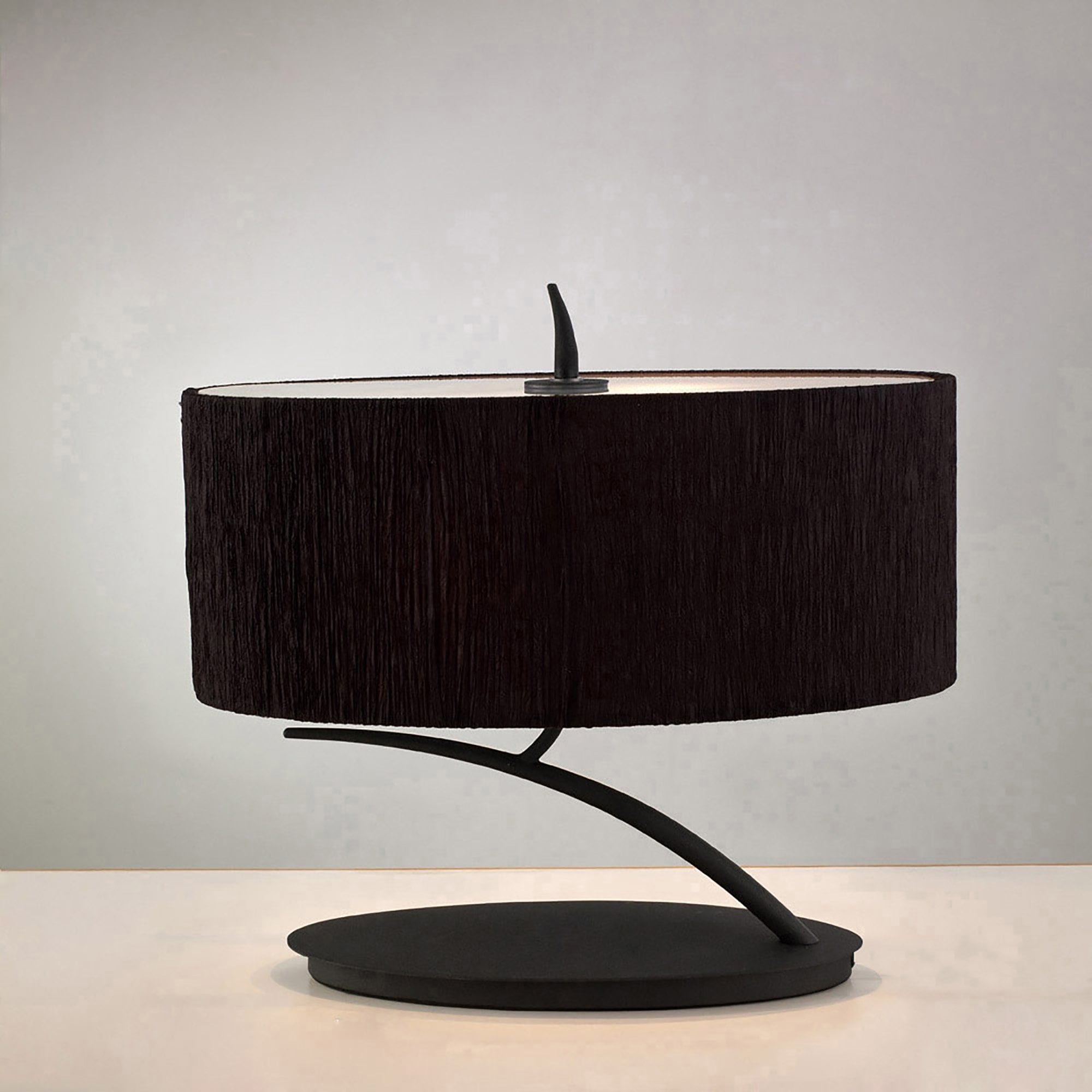 Mantra Eve 2 Light Small Table Lamp in Anthracite with Black Oval Shade