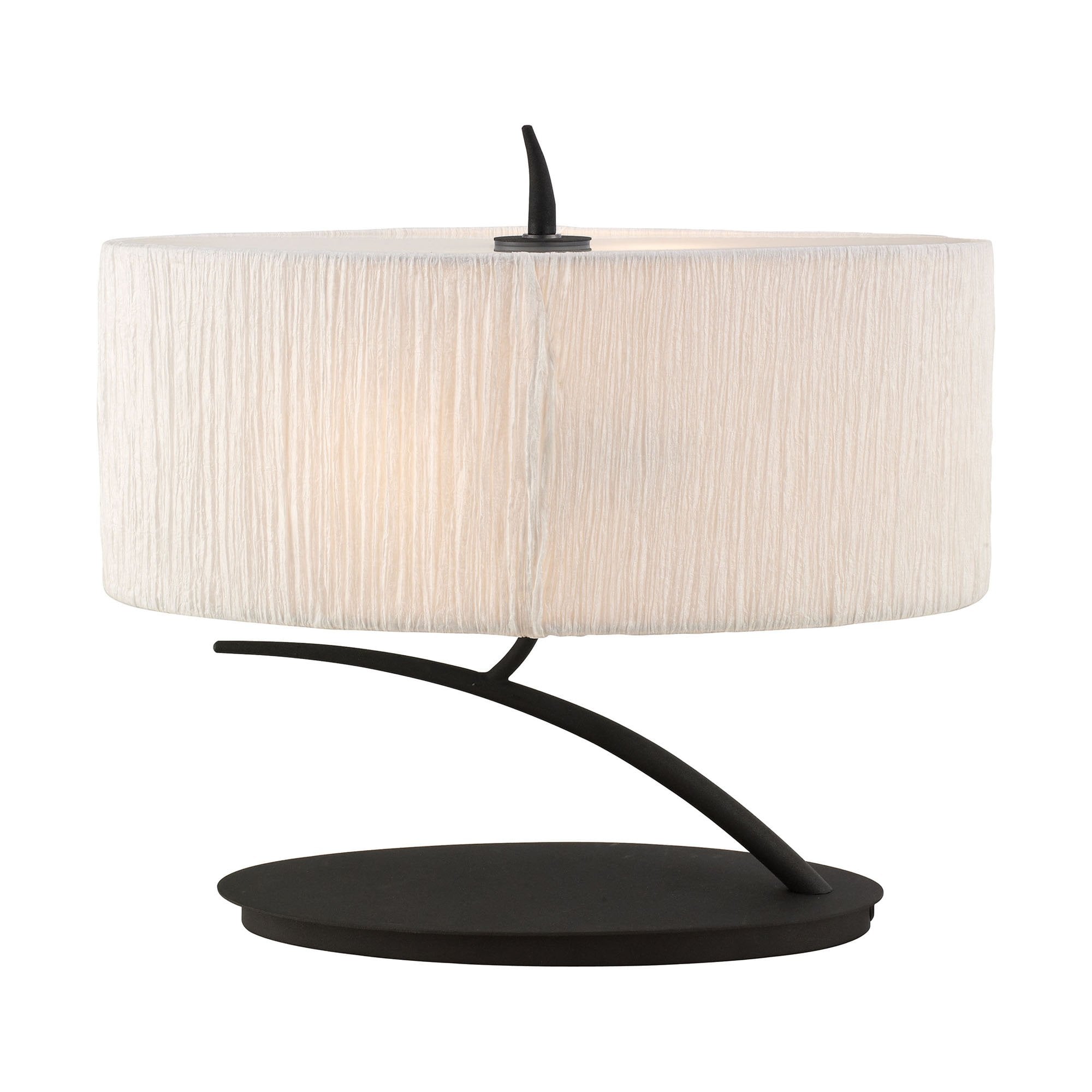 Mantra Eve 2 Light Small Table Lamp in Anthracite with White Oval Shade