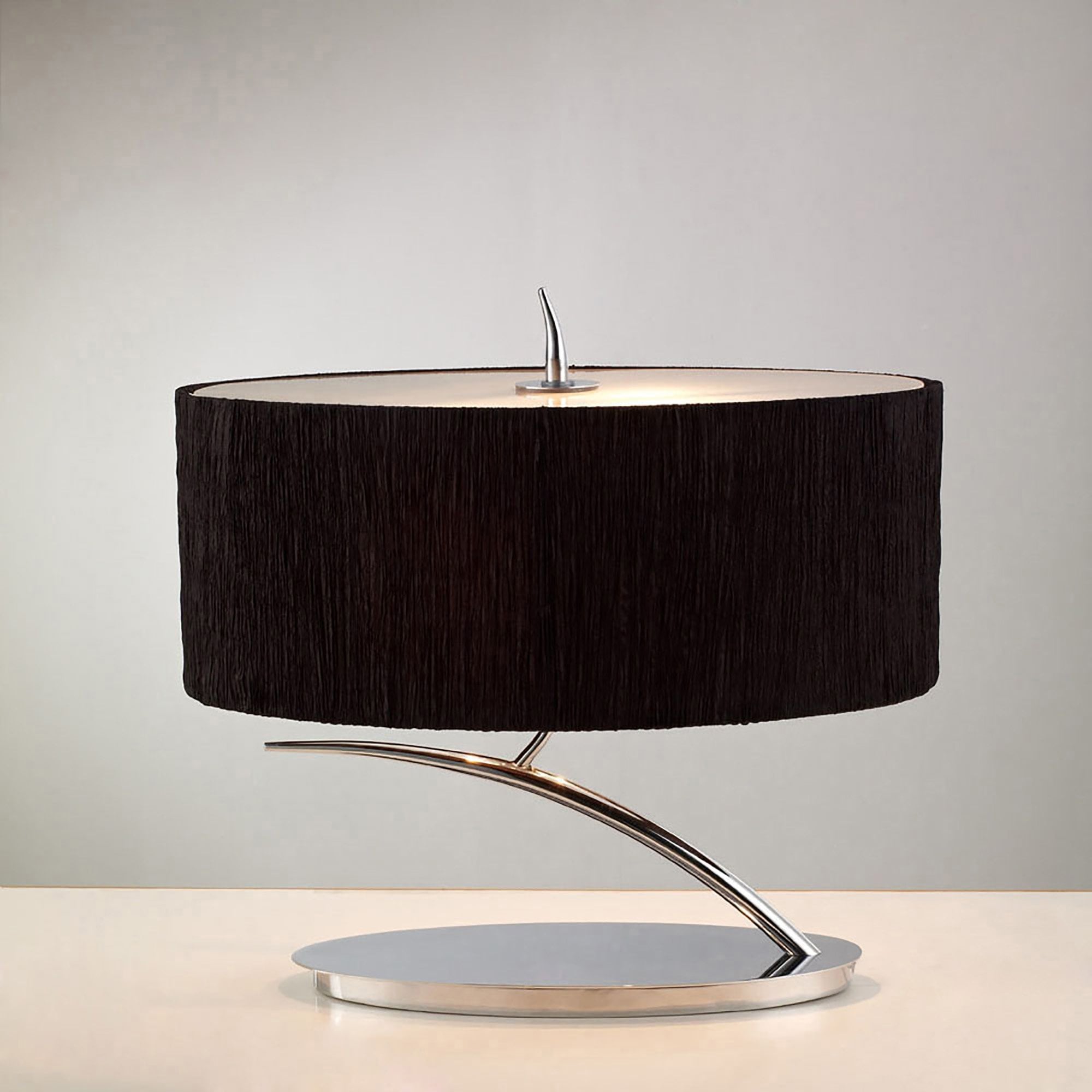 Mantra Eve 2 Light Small Table Lamp in Polished Chrome with Black Oval Shade