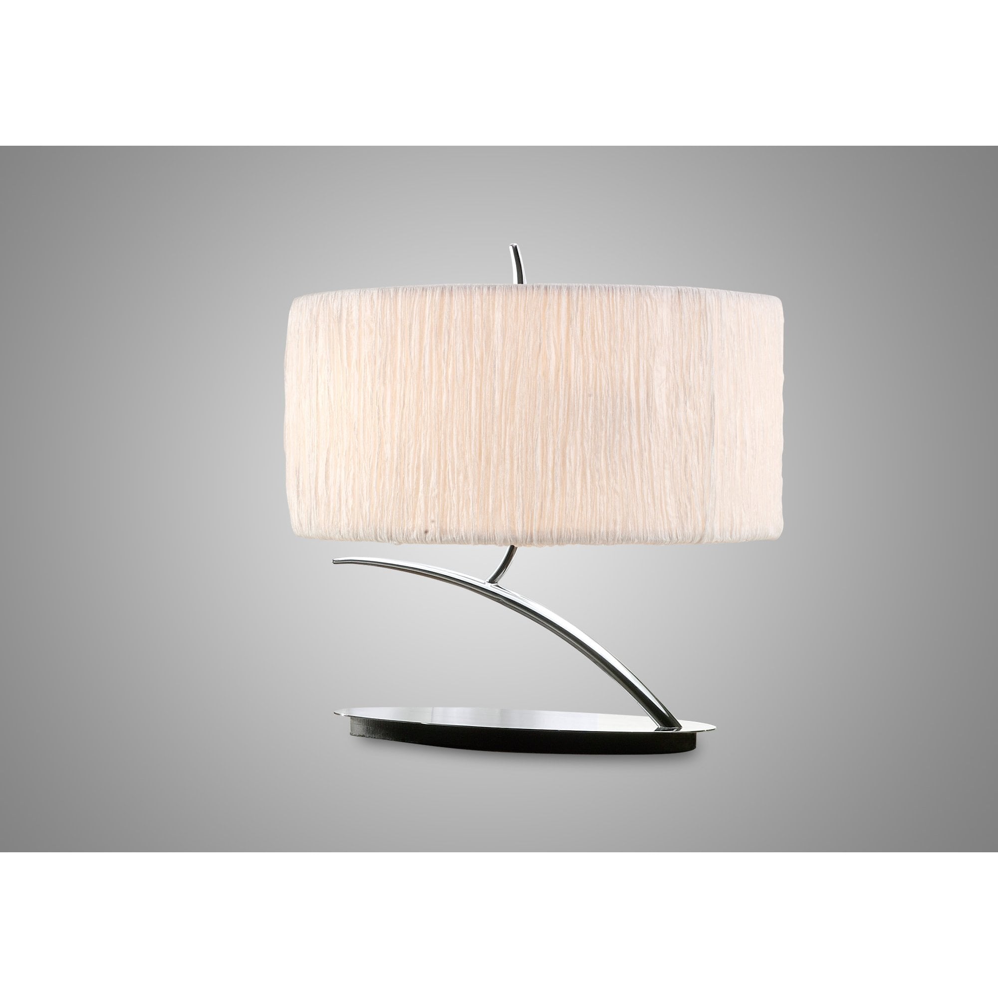Mantra Eve 2 Light Small Table Lamp in Polished Chrome with White Oval Shade