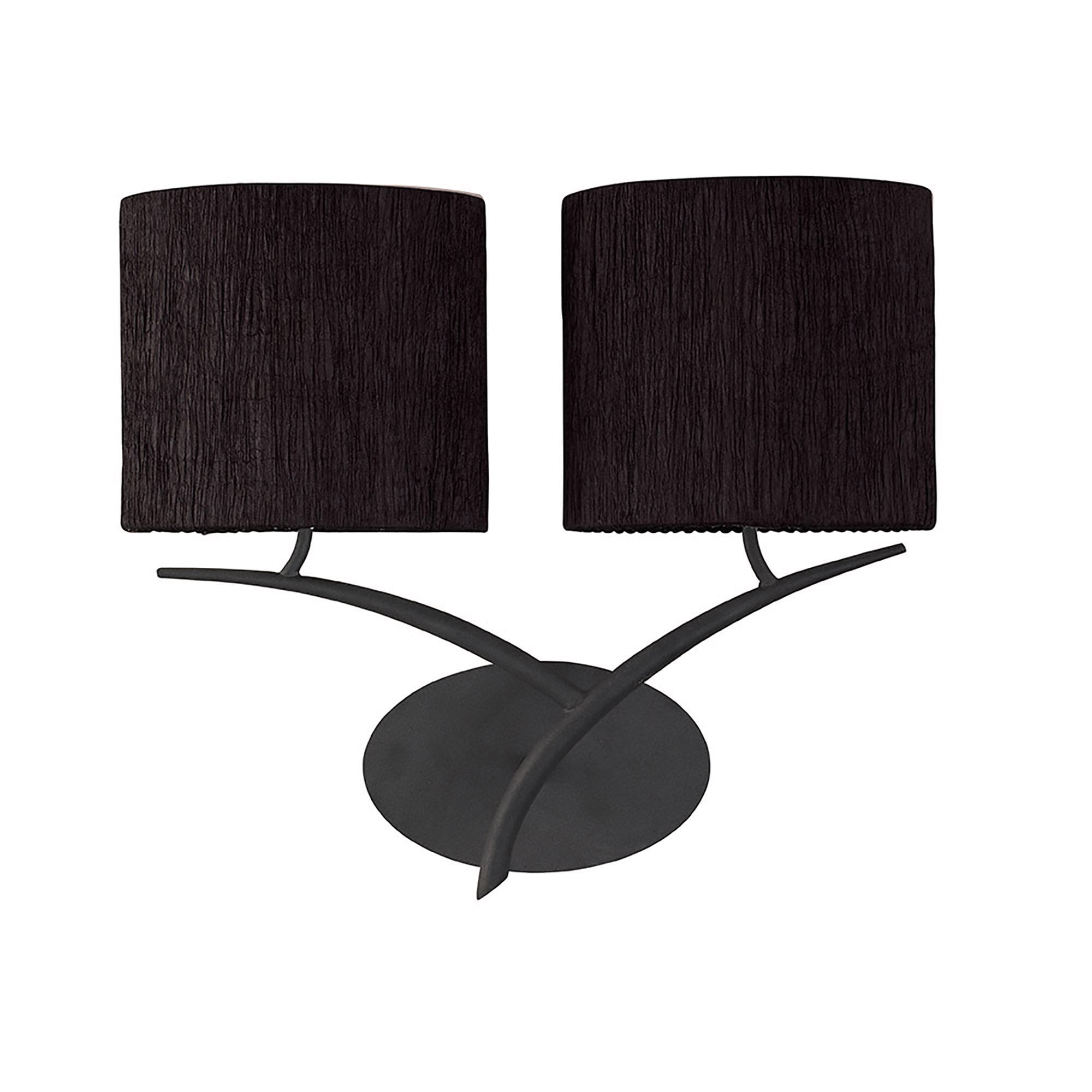 Mantra Eve 2 Light Switched Wall Fitting in Anthracite With Black Oval Shades