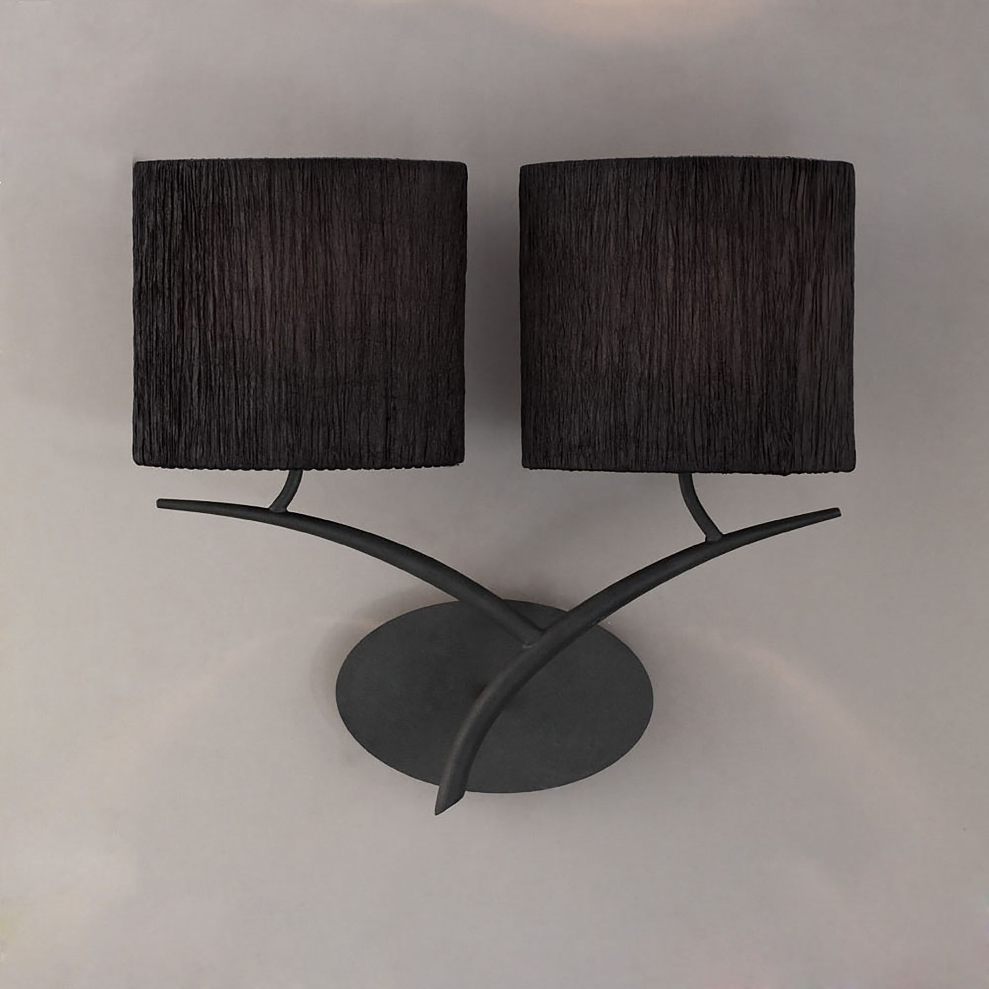 Mantra Eve 2 Light Switched Wall Fitting in Anthracite With Black Oval Shades