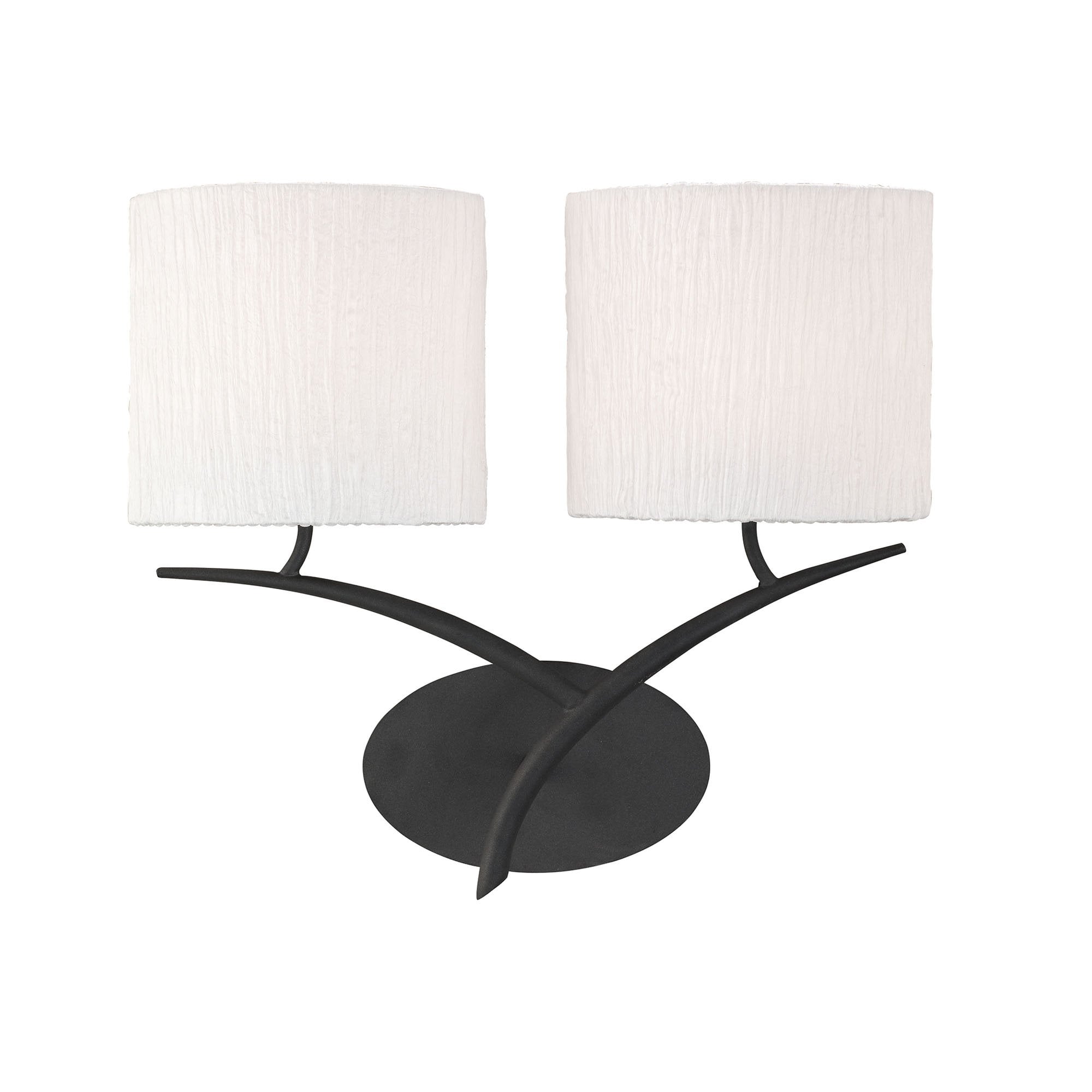 Mantra Eve 2 Light Switched Wall Fitting in Anthracite with White Oval Shades