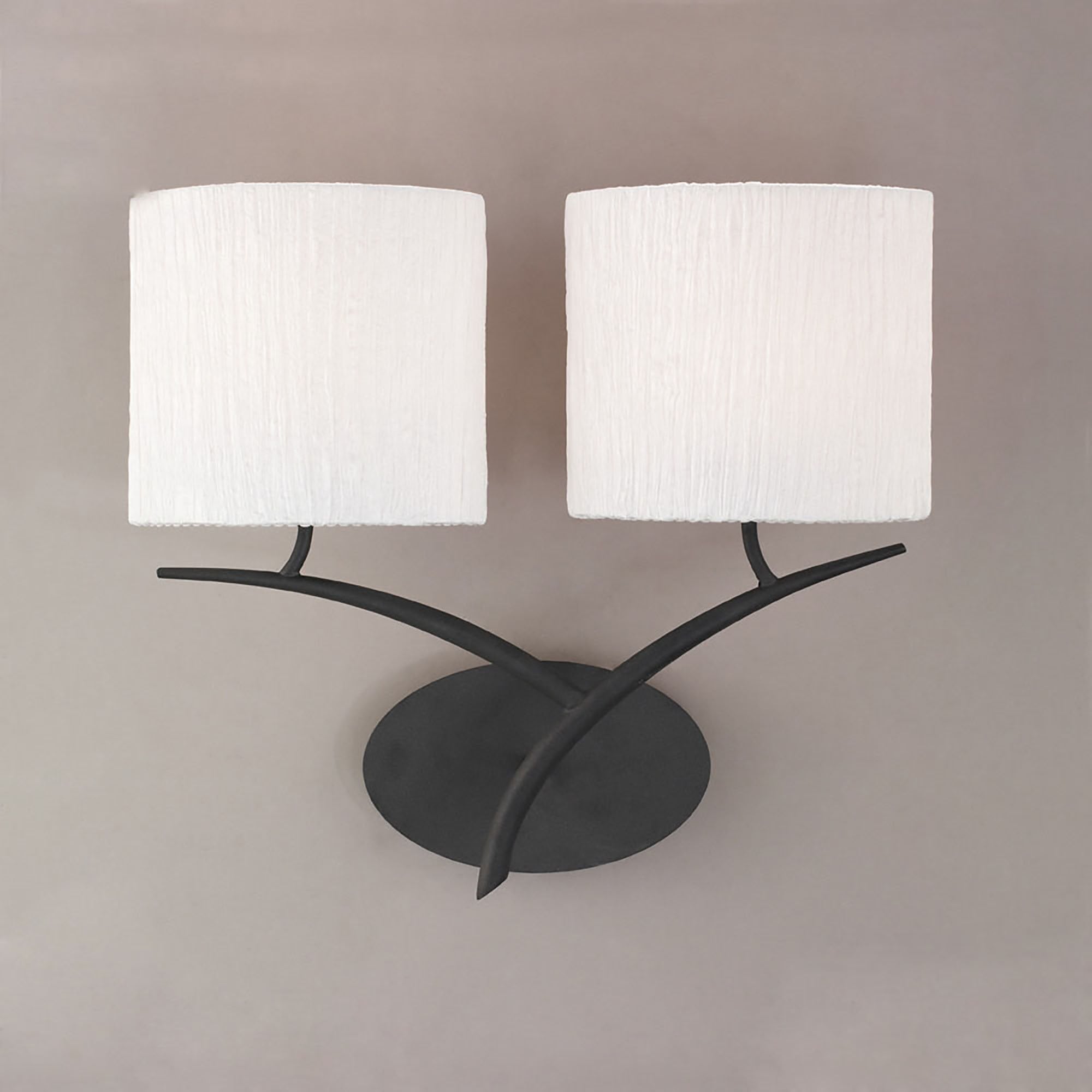 Mantra Eve 2 Light Switched Wall Fitting in Anthracite with White Oval Shades