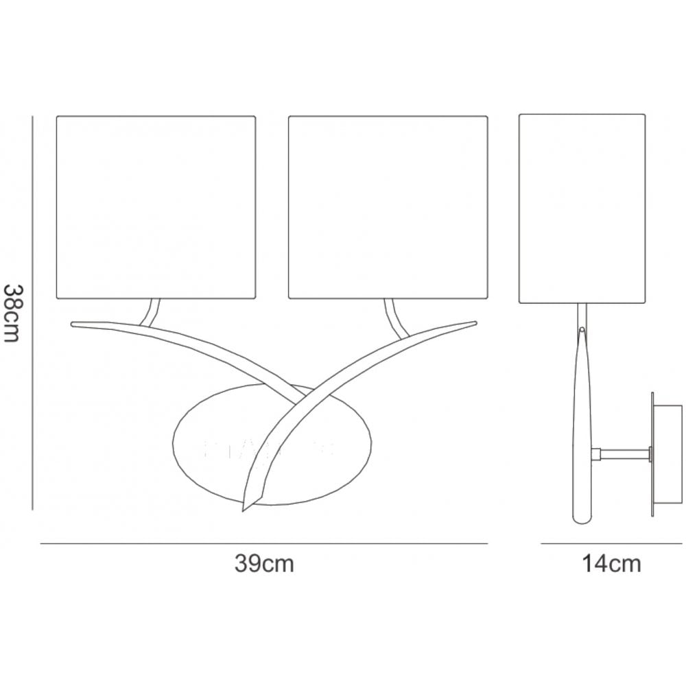 Mantra Eve 2 Light Switched Wall Fitting in Polished Chrome with White Oval Shades