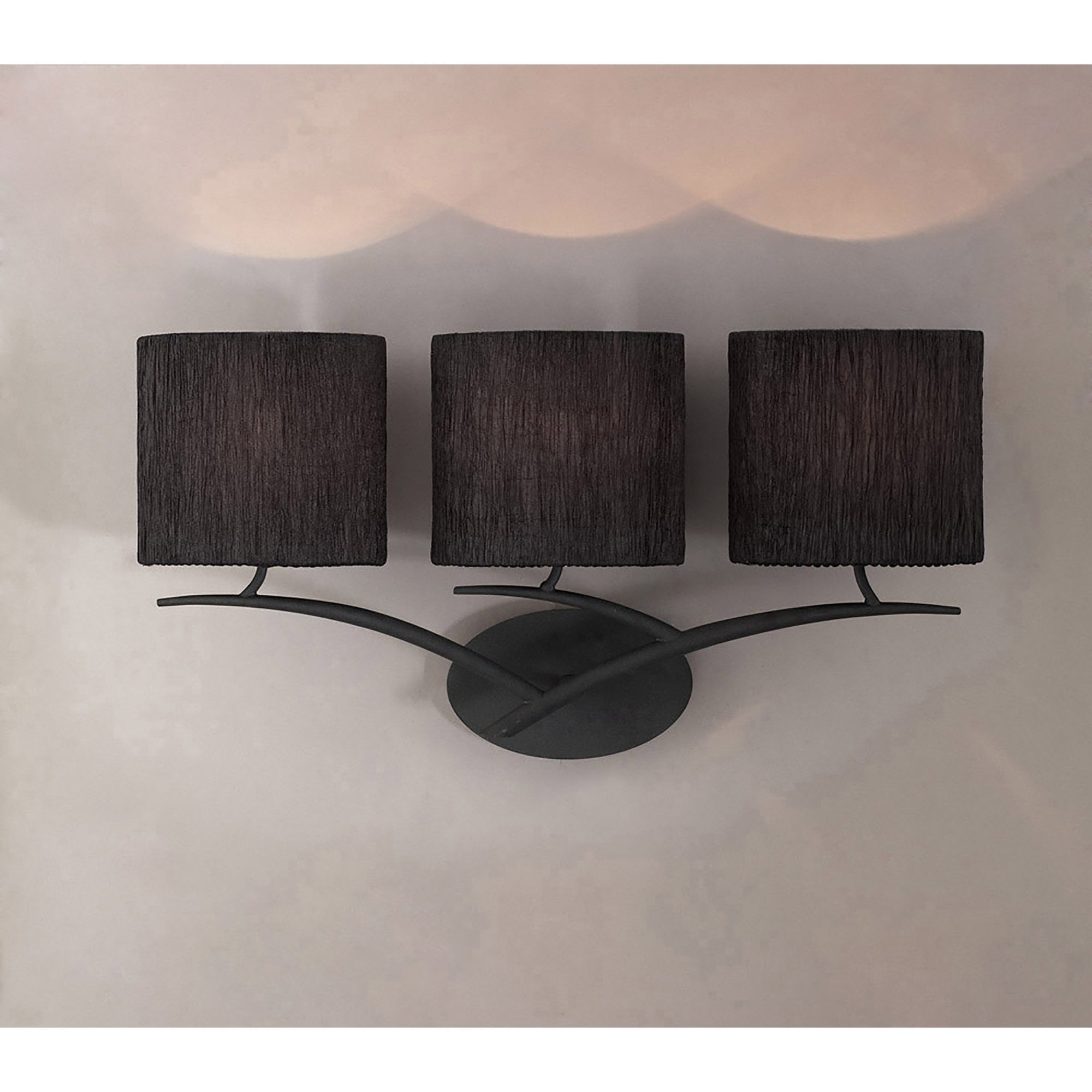 Mantra Eve 3 Light Switched Wall Fitting in Anthracite with Black Oval Shades