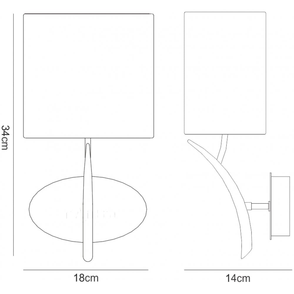 Mantra Eve Single Light Switched Wall Fitting in Anthracite with White Oval Shade