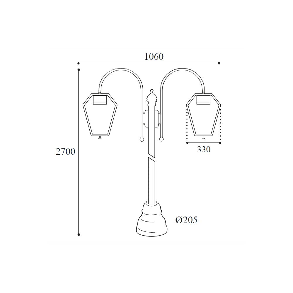 Moretti Luce Gemstone 2 Light LED Outdoor Pole - Aged Brass Copper-Coloured