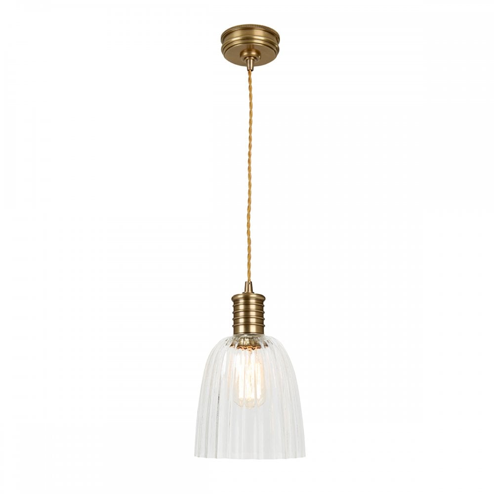 Elstead Douille 1 Light Pendant - Aged Brass