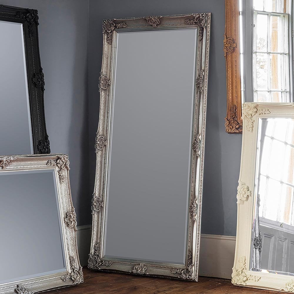 Mura Riverside Rectangle Full Length Leaner Mirror - Aged Silver Wood