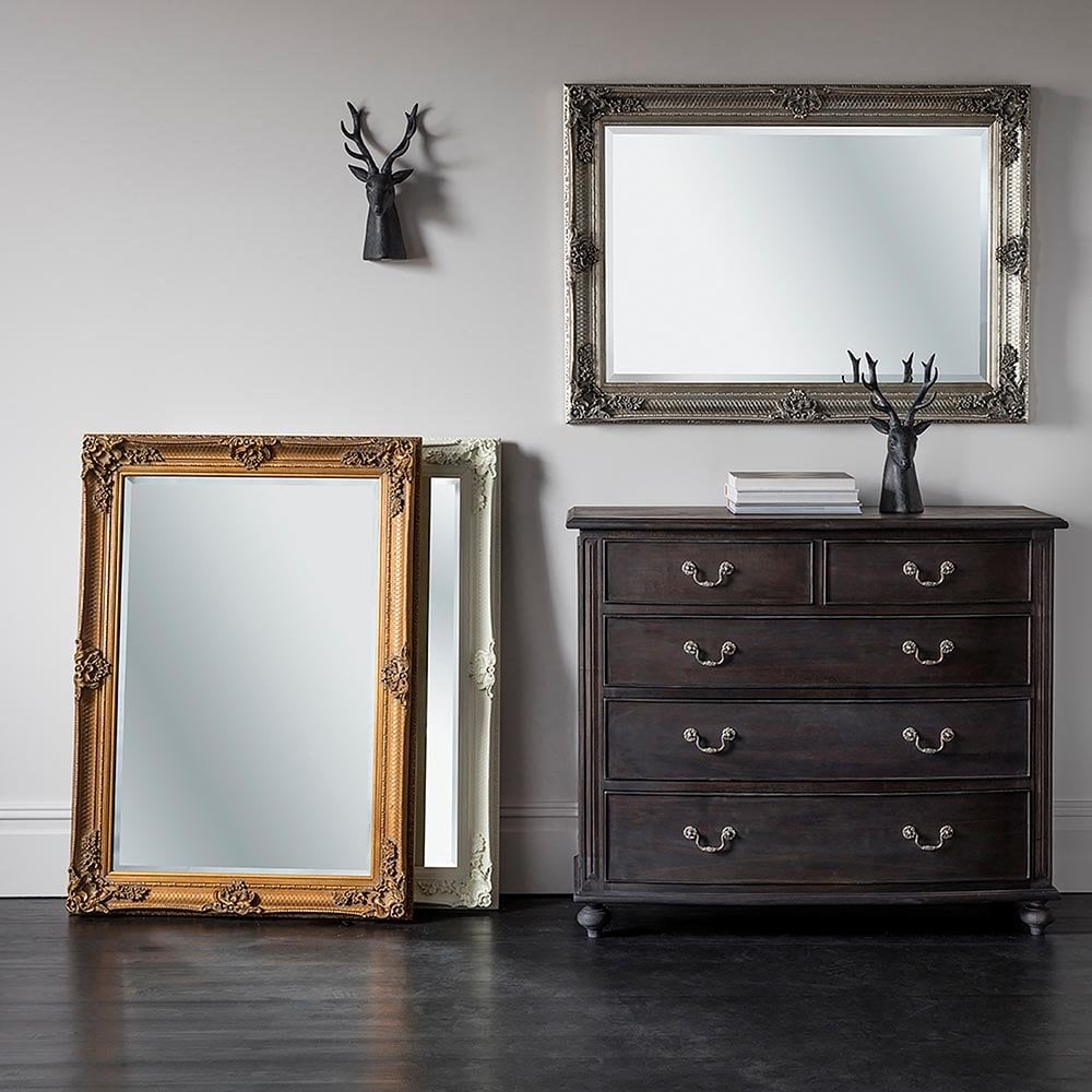 Mura Riverside Rectangle Wall Mirror - Aged Silver Wood