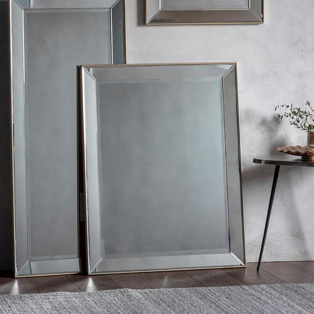 Mura Armdale Medium Rectangle Wall Mirror - Champagne Gold