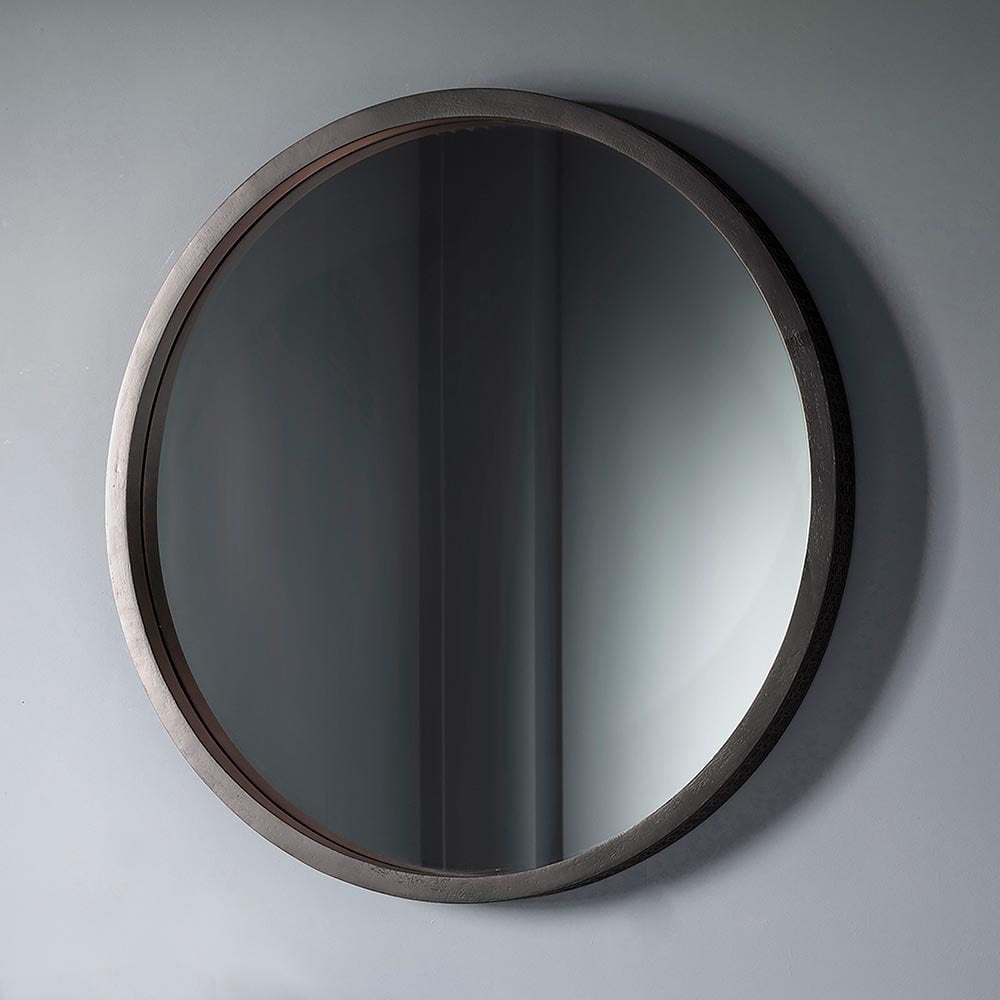 Mura Hale Round Wall Mirror - Charcoal Black
