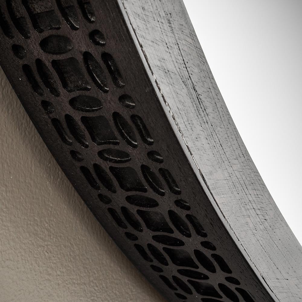 Mura Hale Round Wall Mirror - Charcoal Black