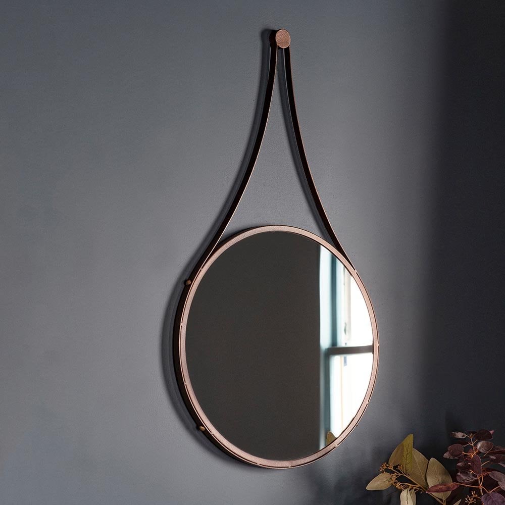 Mura Swan Medium Round Hanging Wall Mirror - Aged Bronze