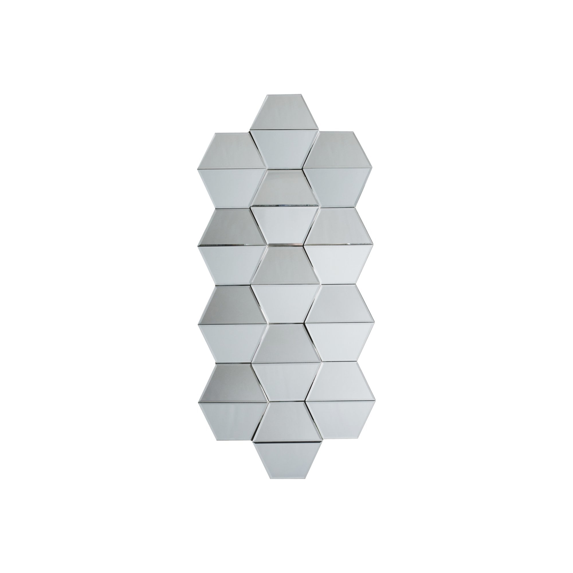 Mura Parry Facetted Hexagonal Decorative Wall Mirror - Brushed Silver Frame