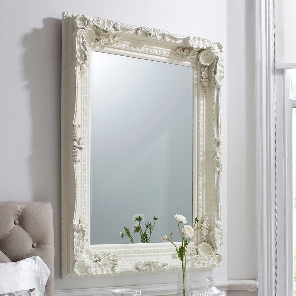 Mura Collier Medium Rectangle Wall Mirror - French White