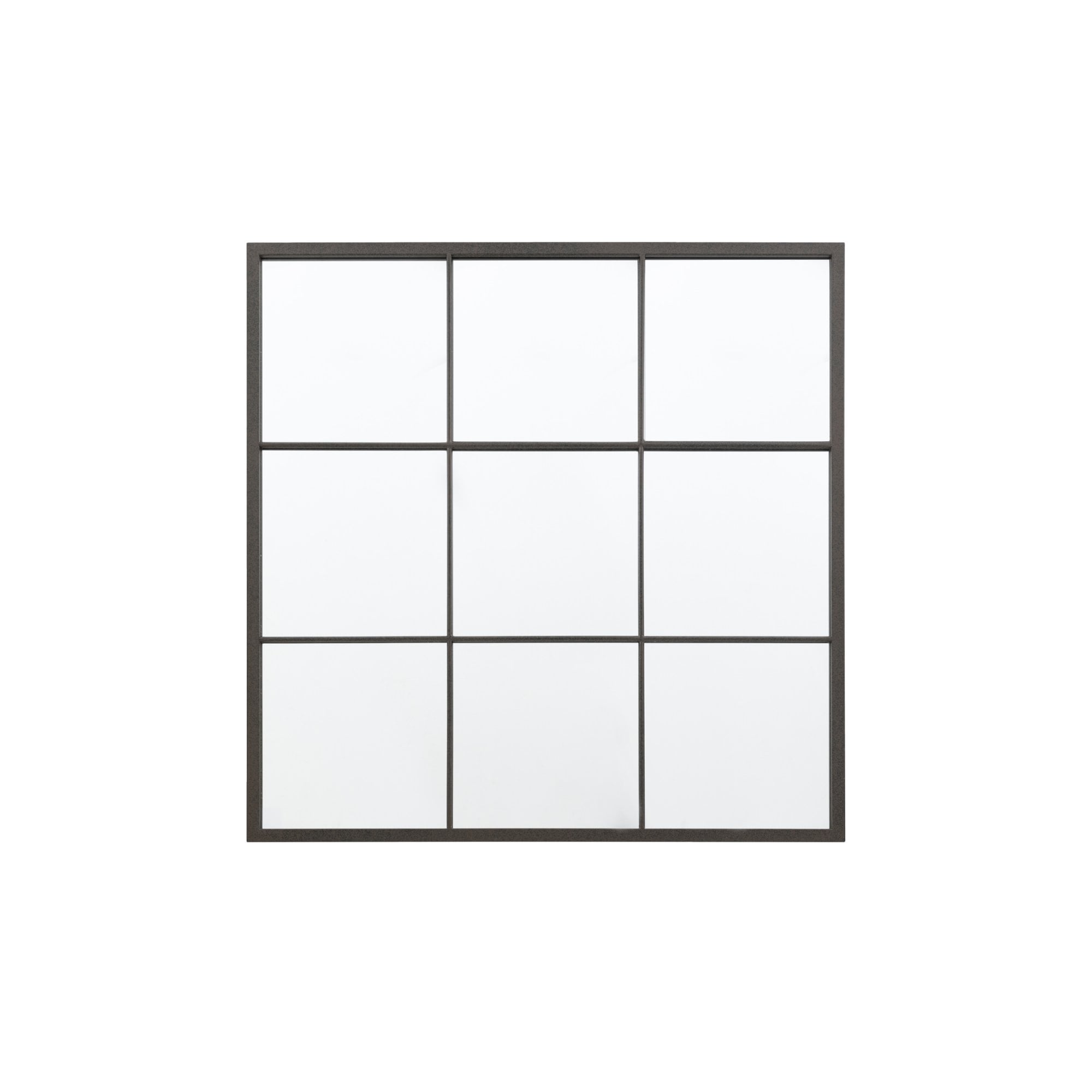 Mura Fitzgerald Large Square Window Wall Mirror - Aged Black