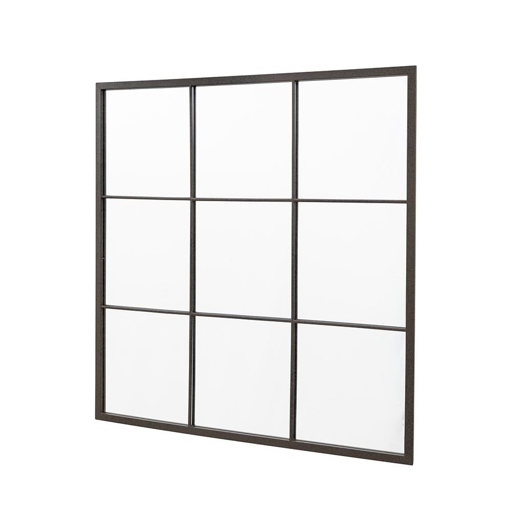 Mura Fitzgerald Large Square Window Wall Mirror - Aged Black