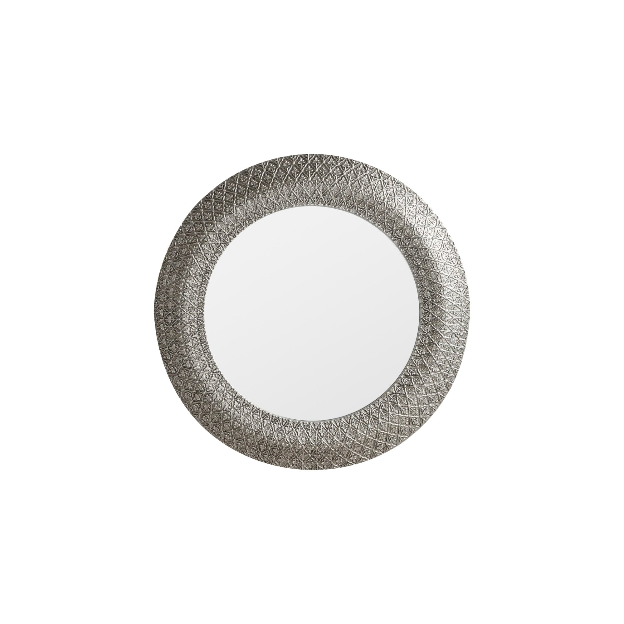 Mura Grosvenor Round Wall Mirror - Aged Pewter Filigree