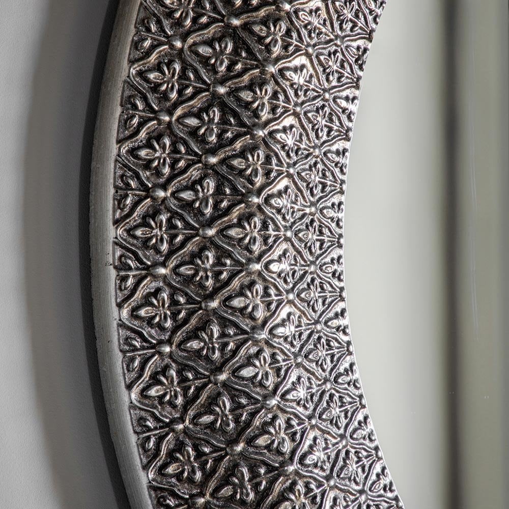 Mura Grosvenor Round Wall Mirror - Aged Pewter Filigree