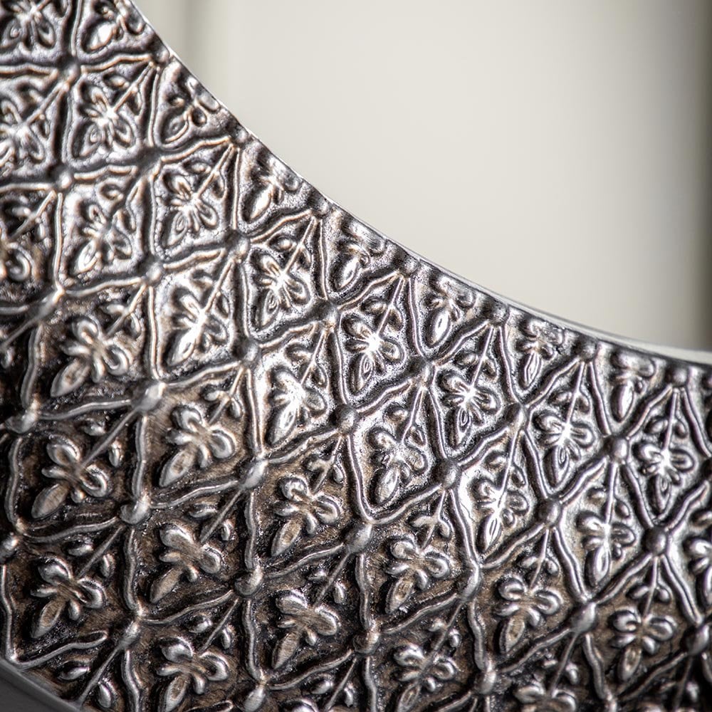 Mura Grosvenor Round Wall Mirror - Aged Pewter Filigree