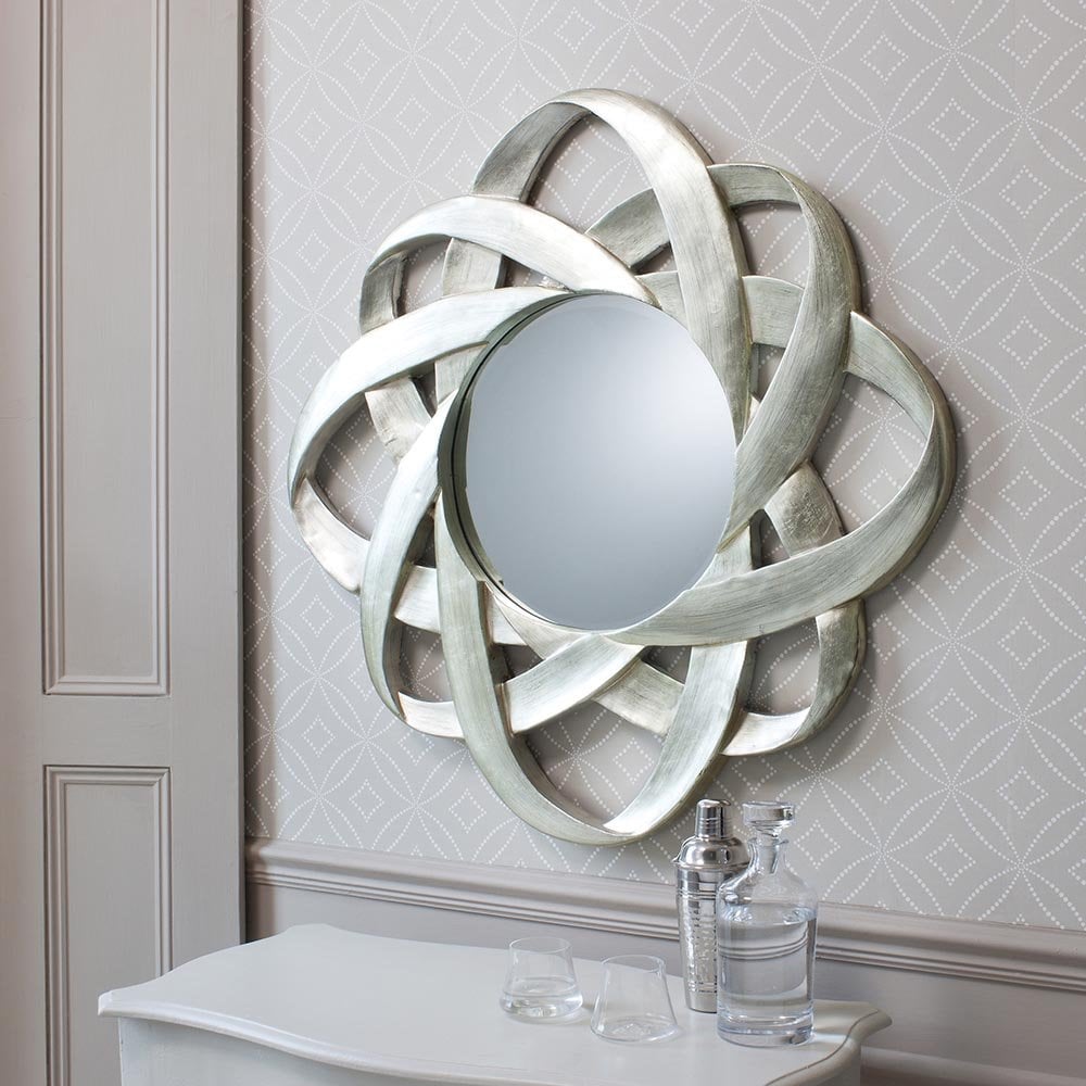 Mura Fortescue Round Wall Mirror - Aged Silver