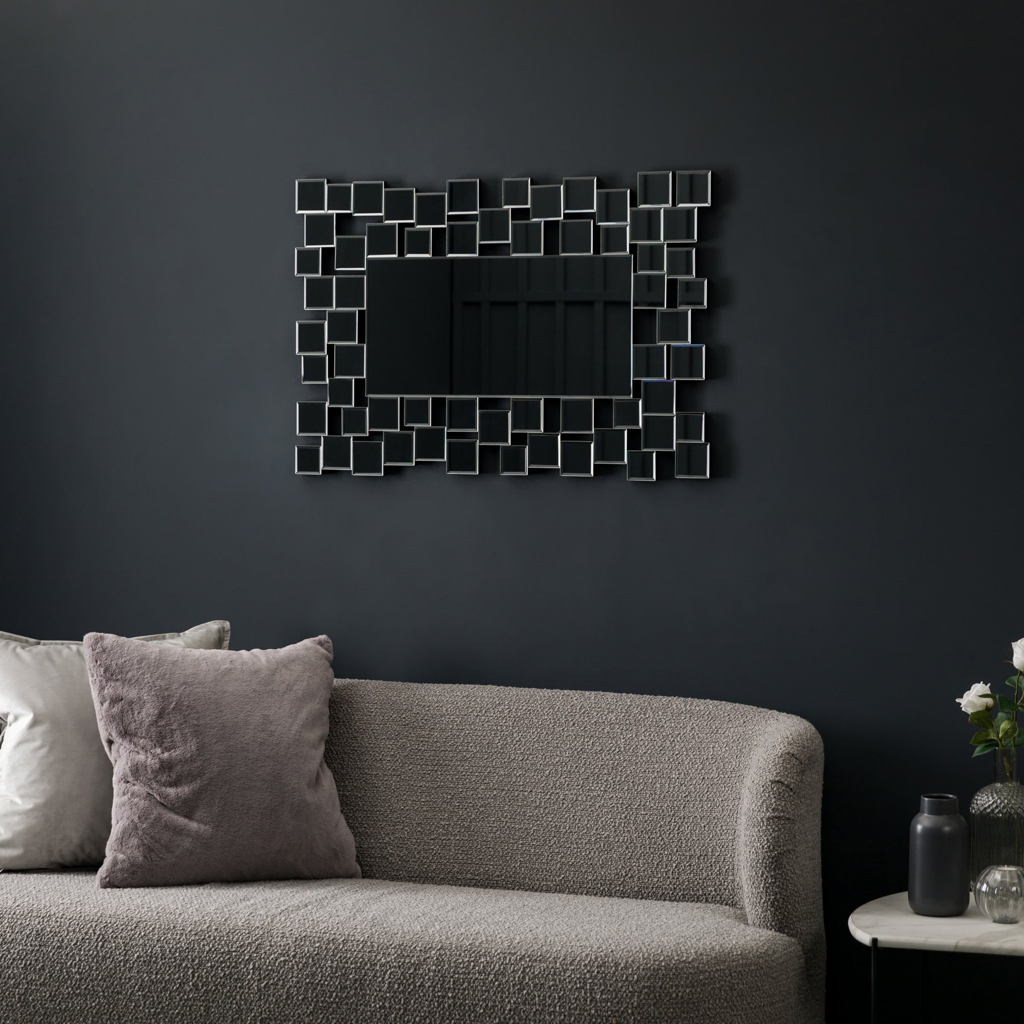 Mura Lake Rectangular Wall Mirror - Mirrored Frame Mosaic Frame