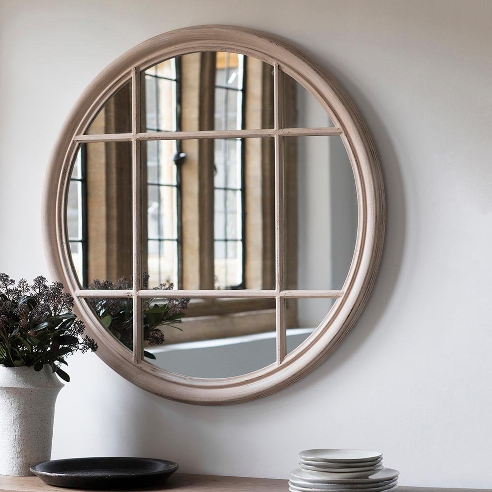 Mura Bulwer Round Window Wall Mirror - Vintage Clay
