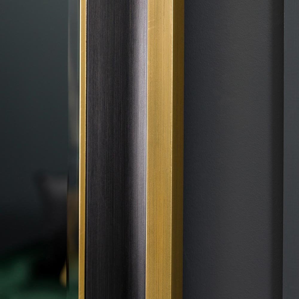 Mura Henley Rectangle Medium Wall Mirror - Matt Black & Gold