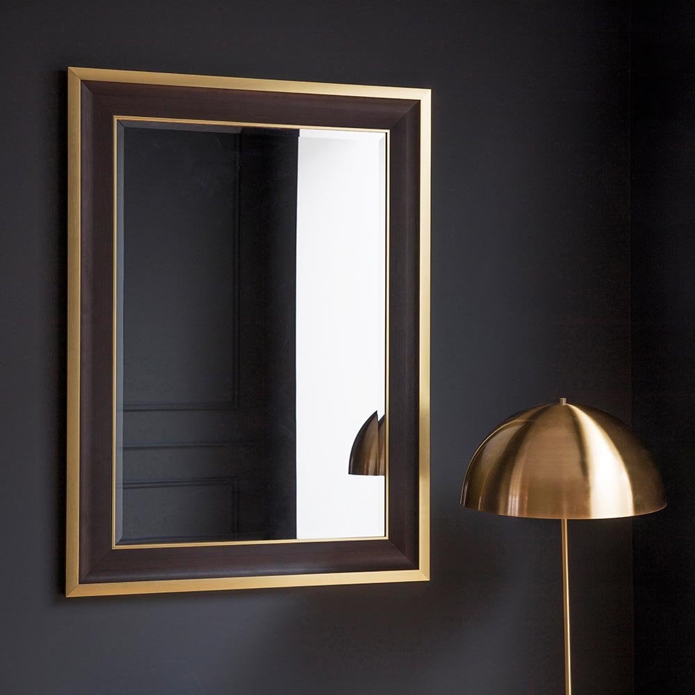 Mura Henley Rectangle Medium Wall Mirror - Matt Black & Gold