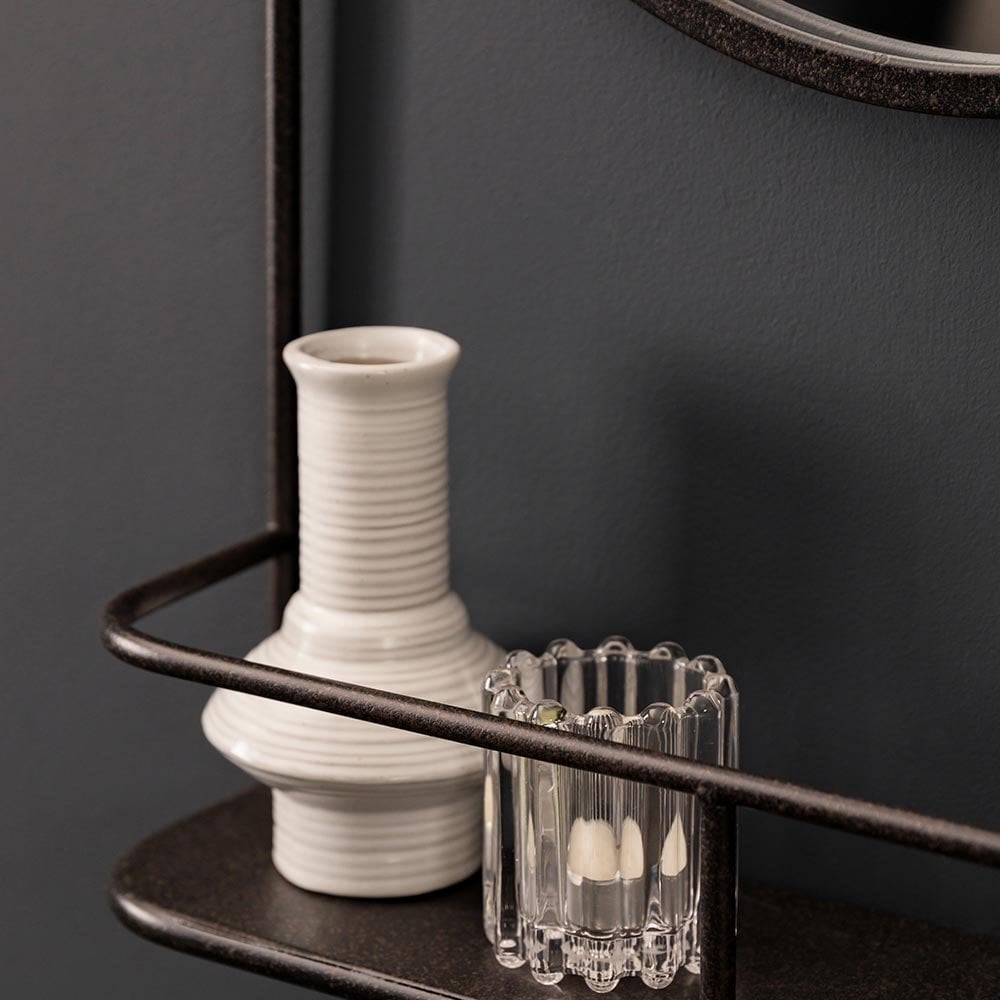 Mura Gugeri Wall Mirror With Shelf - Charcoal Black