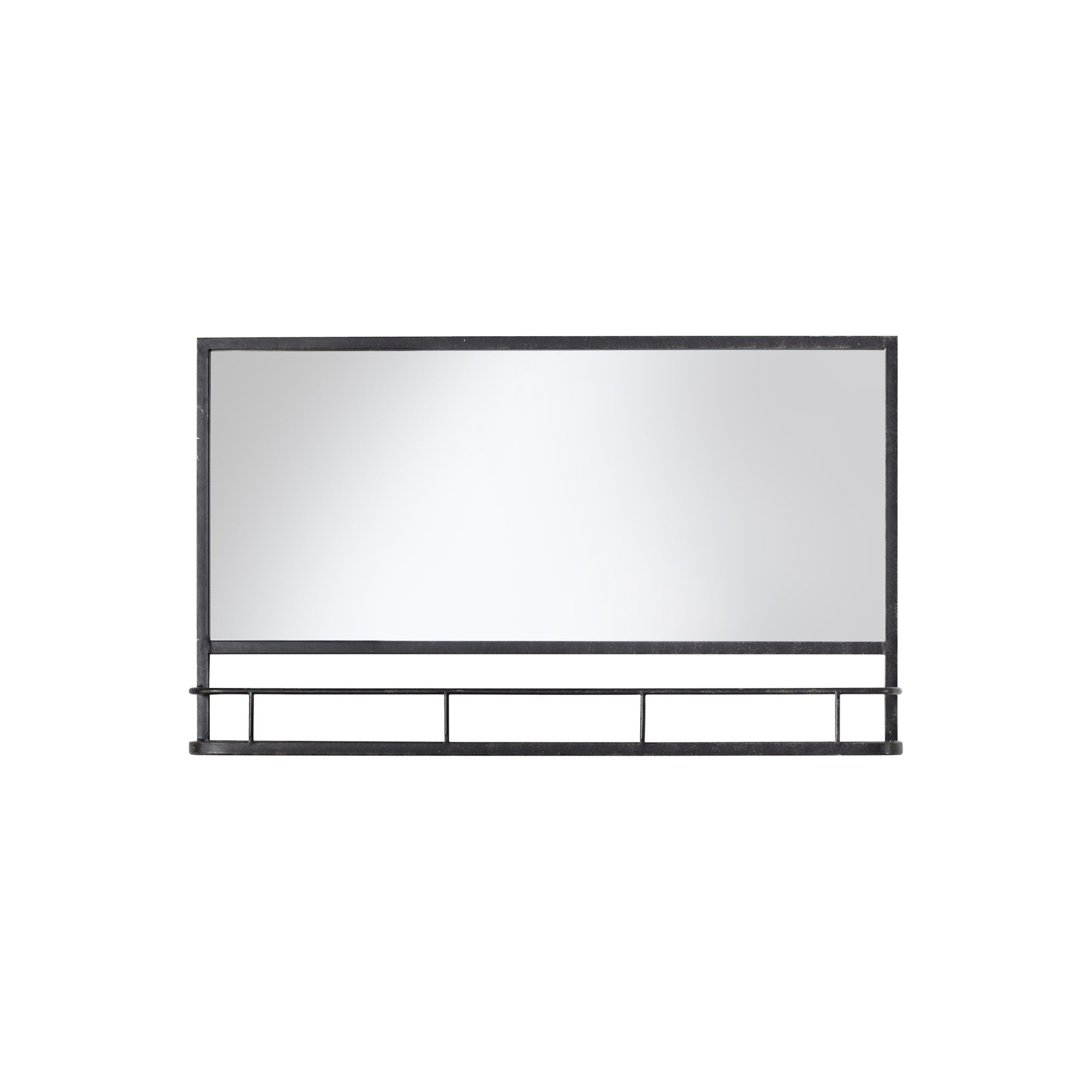 Mura Gugeri Rectangular Wall Mirror With Shelf - Charcoal Black