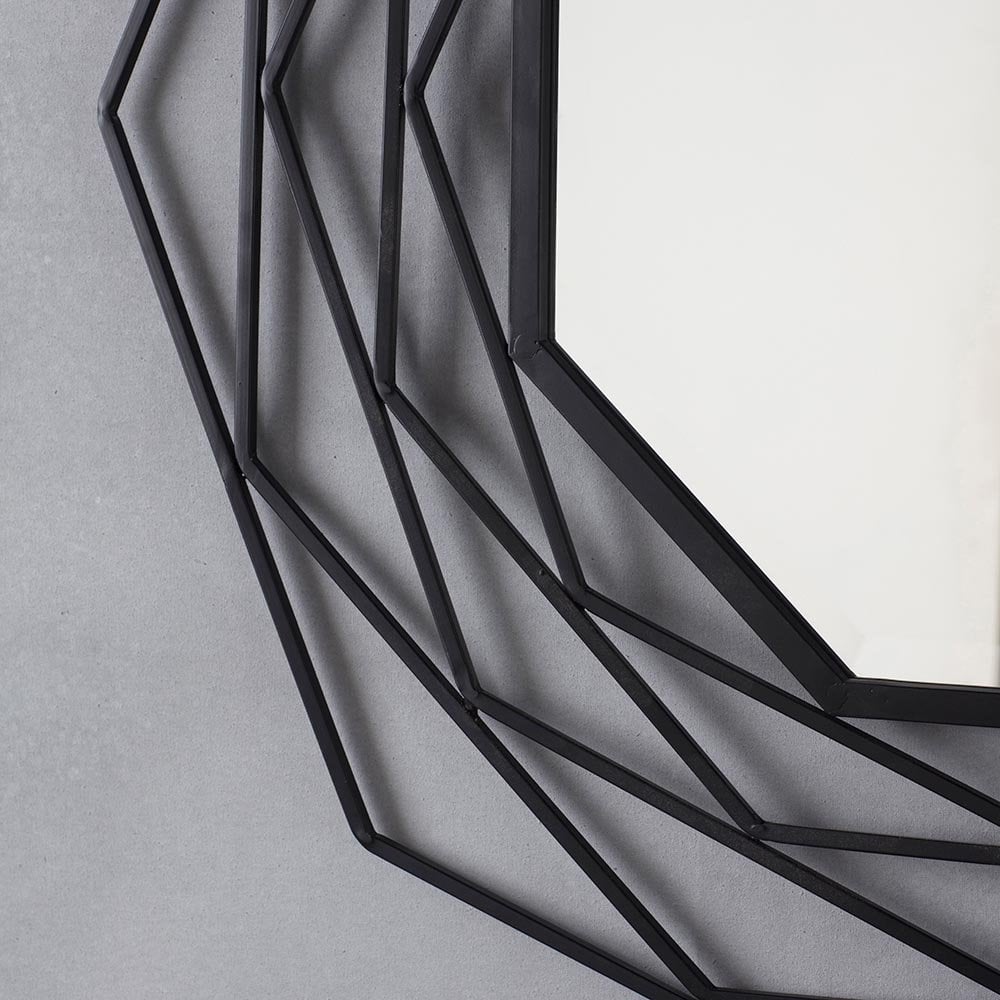 Mura Clifton Octagon Wall Mirror - Matt Black