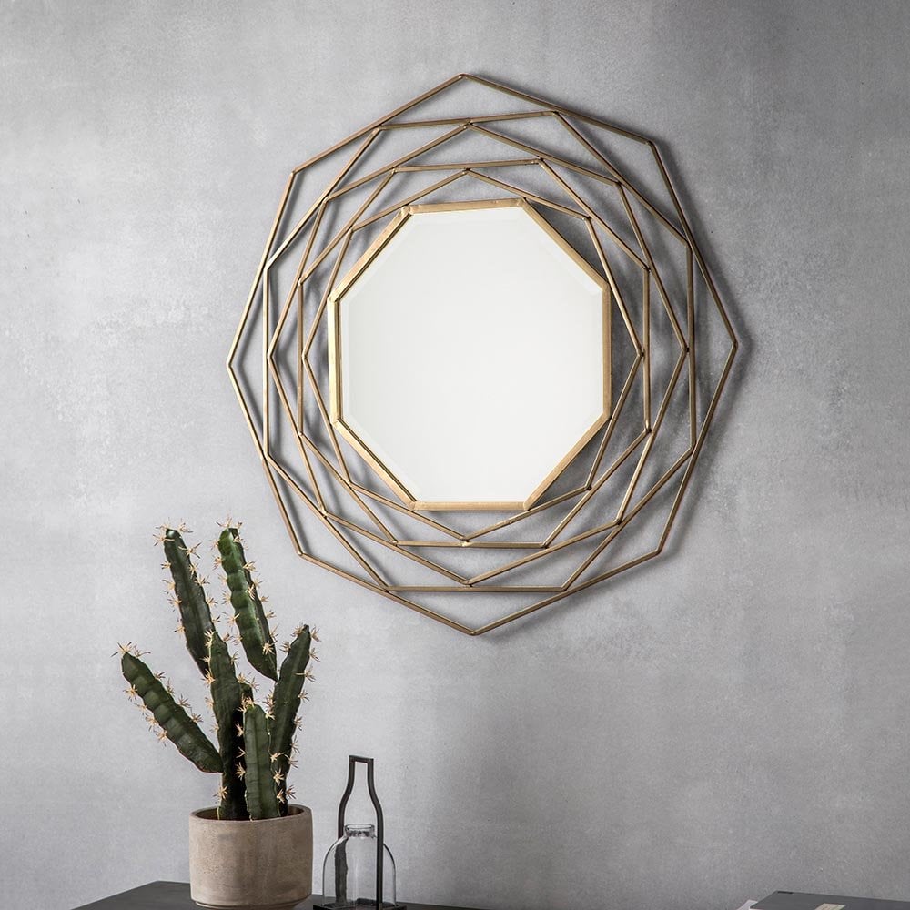 Mura Clifton Octagon Wall Mirror - Satin Gold