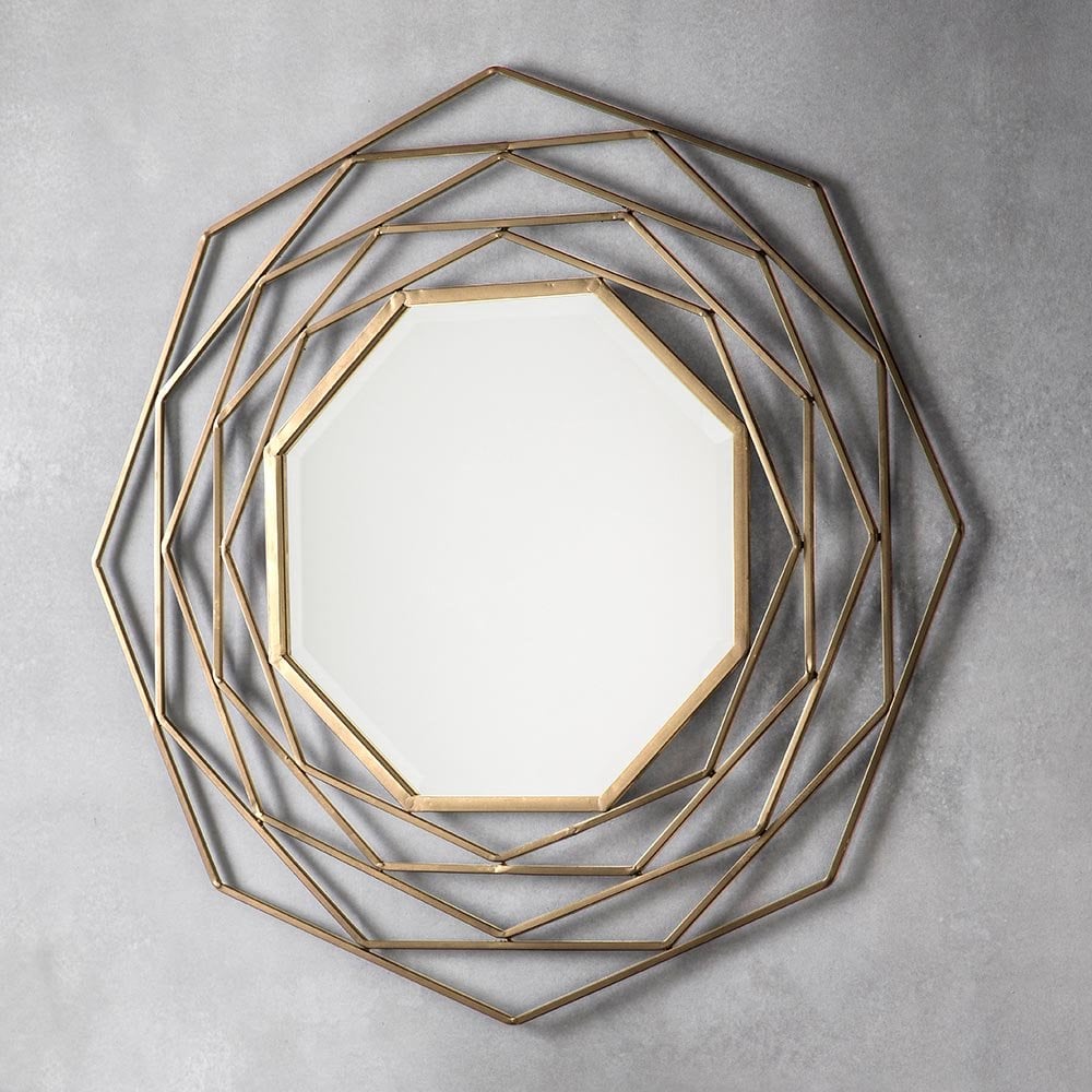 Mura Clifton Octagon Wall Mirror - Satin Gold