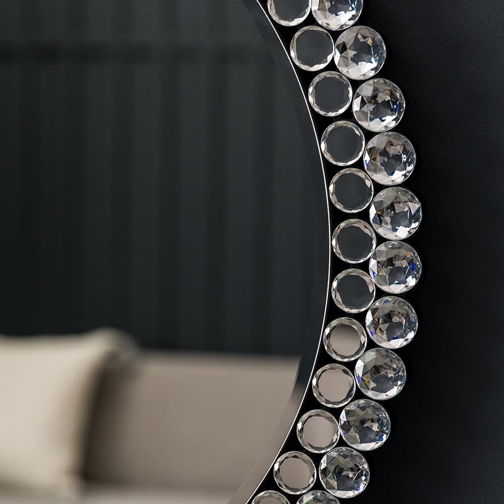 Mura Barrack Medium Round Wall Mirror - Clear Faceted Frame