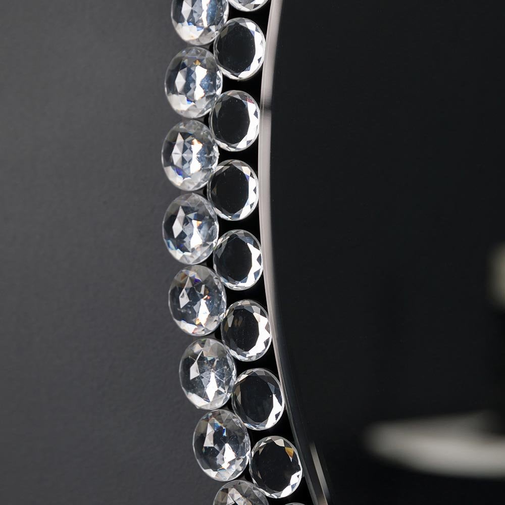 Mura Barrack Large Round Wall Mirror - Clear Faceted Frame