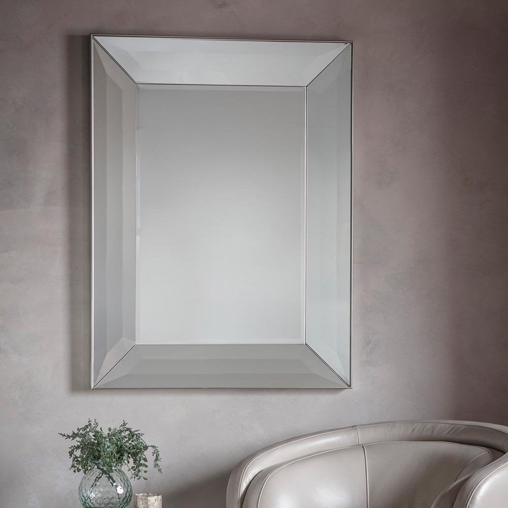 Mura Havelock Rectangle Wall Mirror - Satin Silver