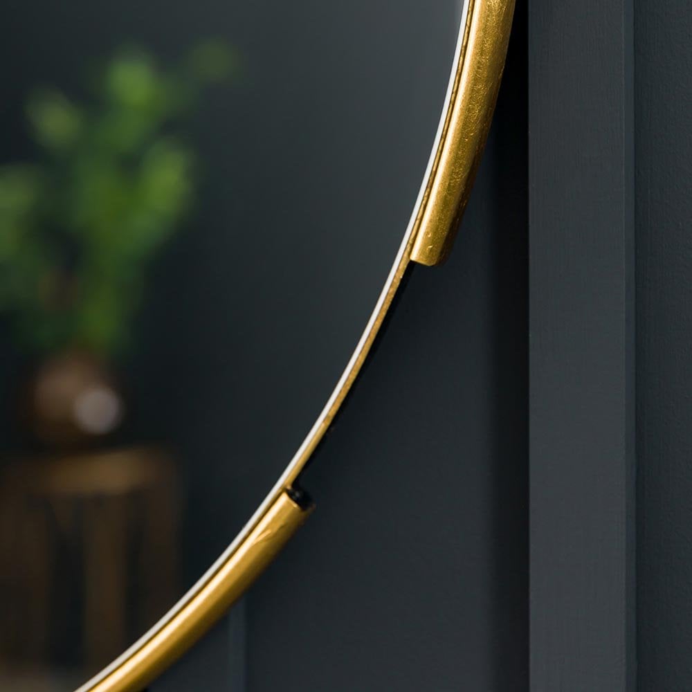 Mura Coode Tubular Notched Round Wall Mirror - Aged Gold