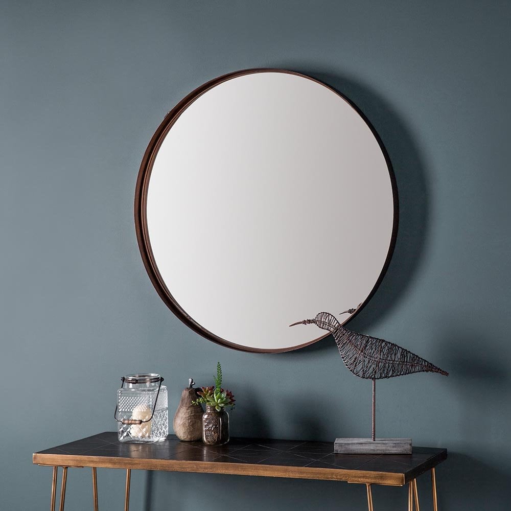 Mura Berwick Round Wall Mirror - Aged Bronze